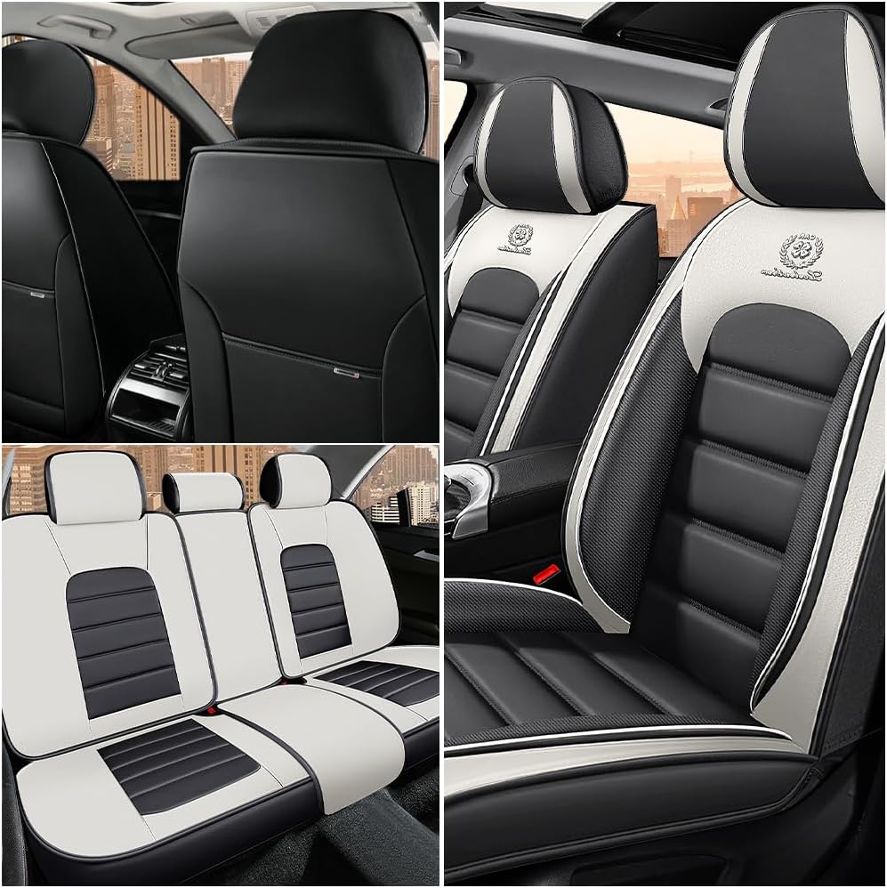 Iceleather Fundas de asiento de automóvil para Ford Ranger 2019-2023, impermeables, suaves, transpirables, de piel sintética, con bolsillos de