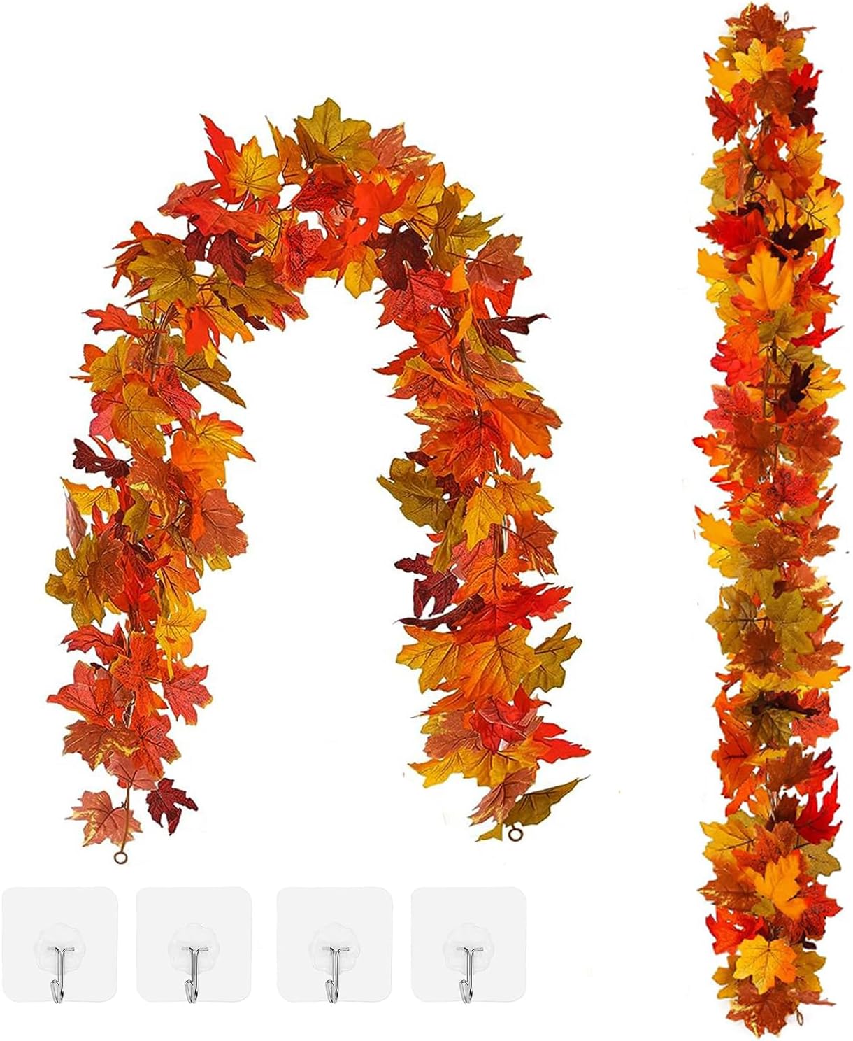 Paquete de 2 guirnaldas de hojas de arce de otoño, 5.9 piesunidad, guirnalda de hojas de arce de otoño colgantes, guirnalda artificial de vid de