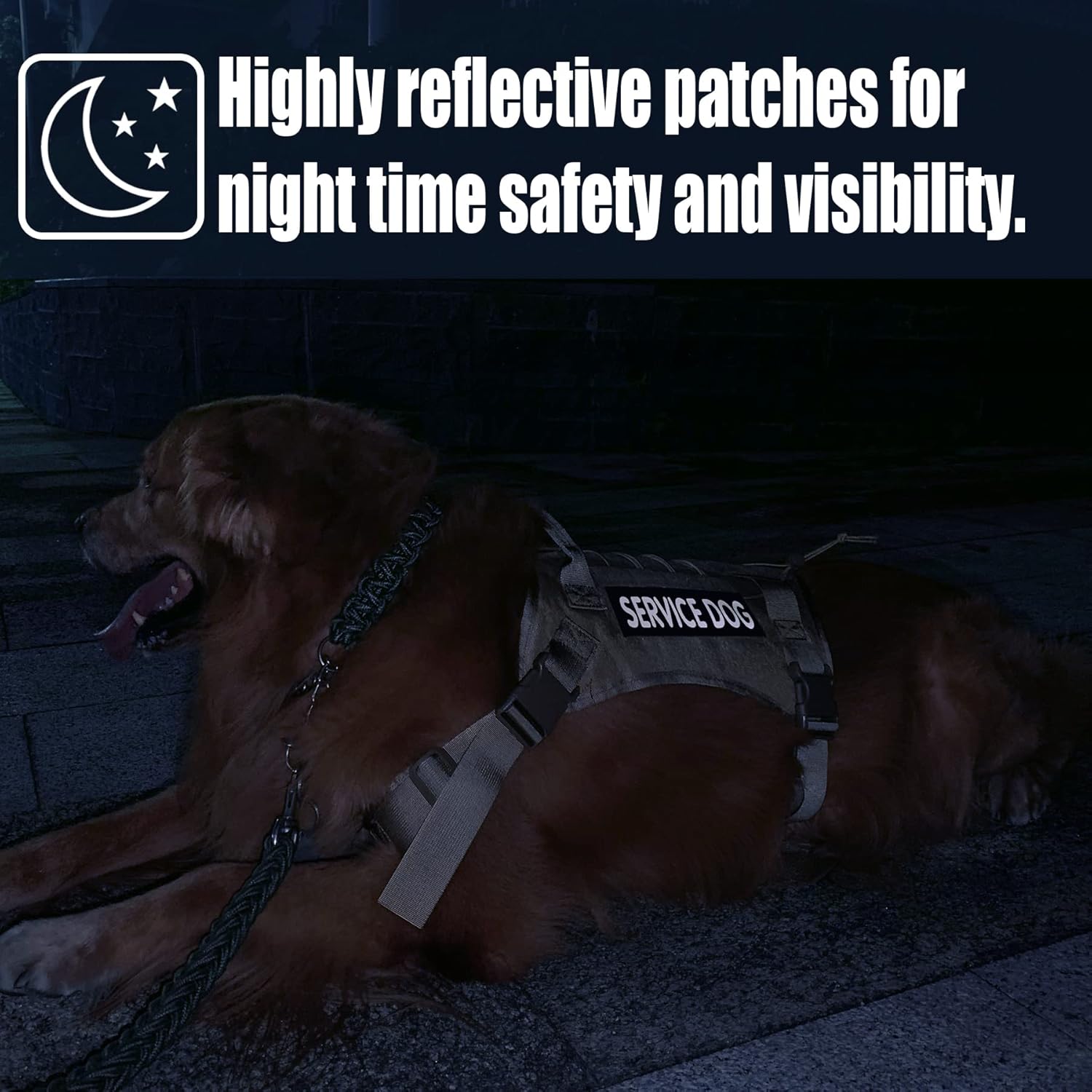 IronSeals Paquete de 4 parches reflectantes extraíbles para arnés de chaleco para perro, perro de servicioapoyo emocional