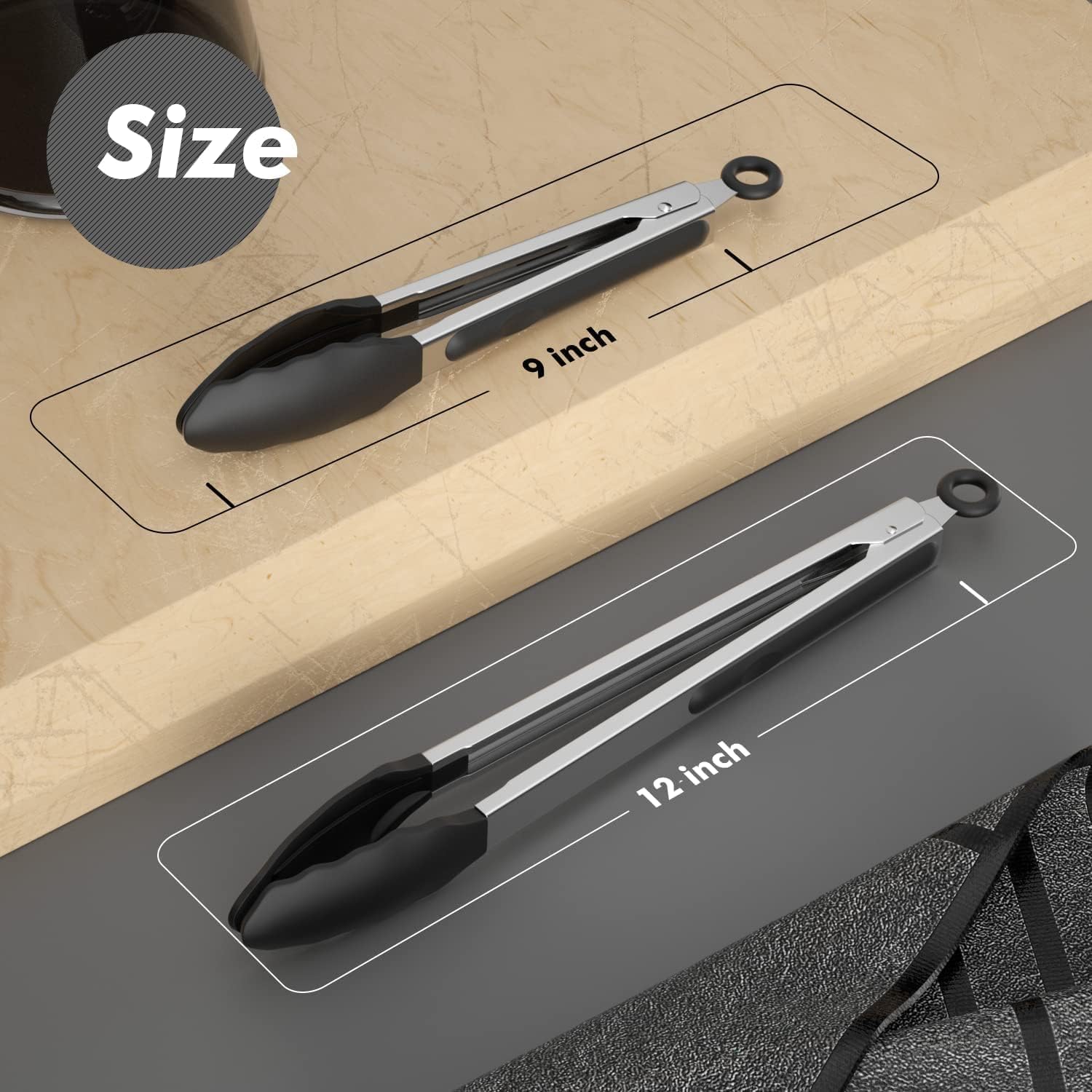 Pinzas de cocina, juego de 2 pinzas de silicona, pinzas de cocina, pinzas de cocina, utensilios de cocina, utensilios de cocina para parrilla,