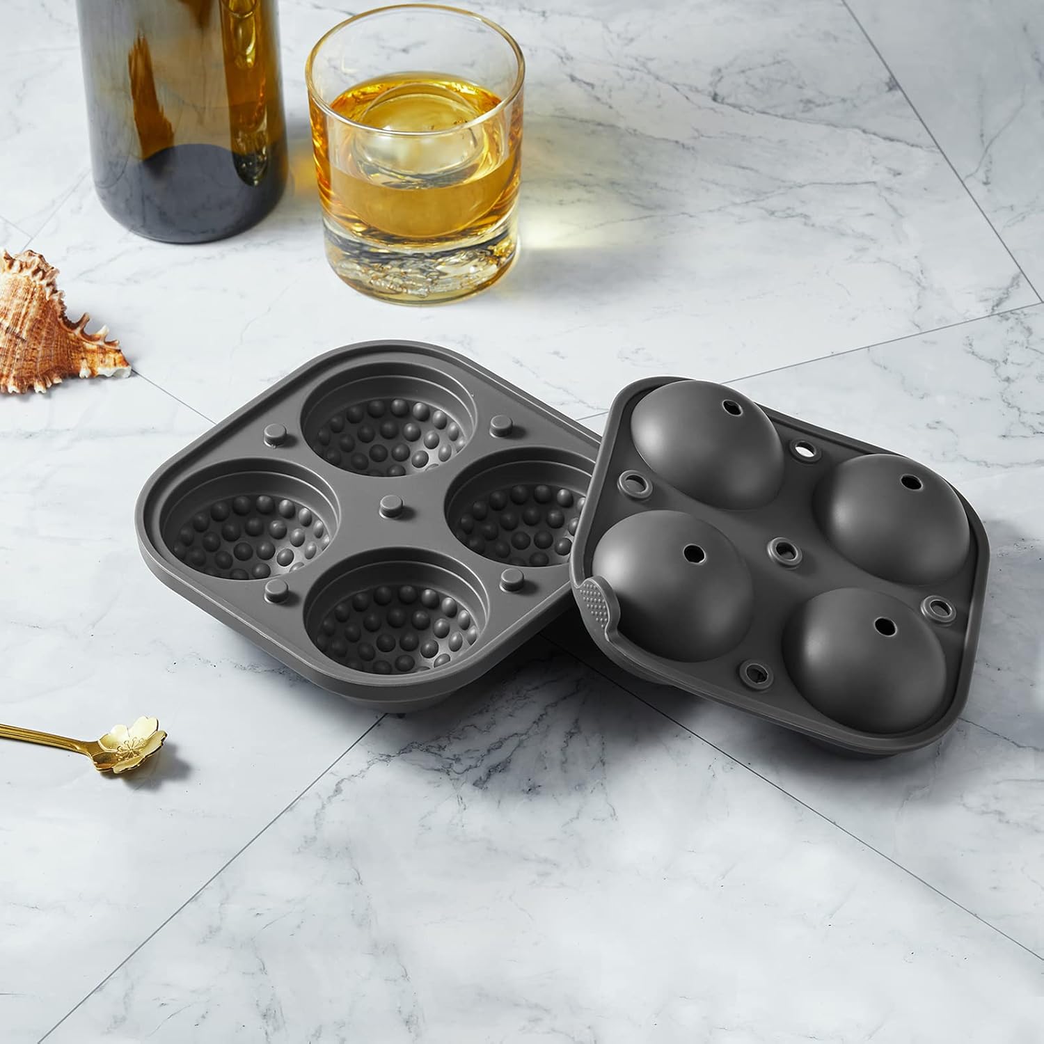 ACOOKEE Bandejas para cubitos de hielo de golf, 2.5 pulgadas de esfera grande, molde redondo para cubitos de hielo de golf, cócteles, whisky,