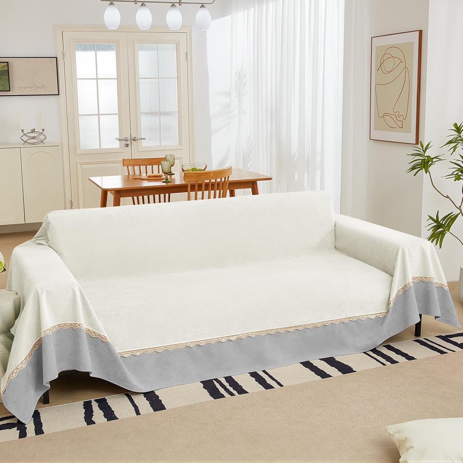 Foreate Funda de sofá impermeable para sofá seccional, manta extra ancha  Protector de muebles contra arañazos para gatos, protector de sofá para