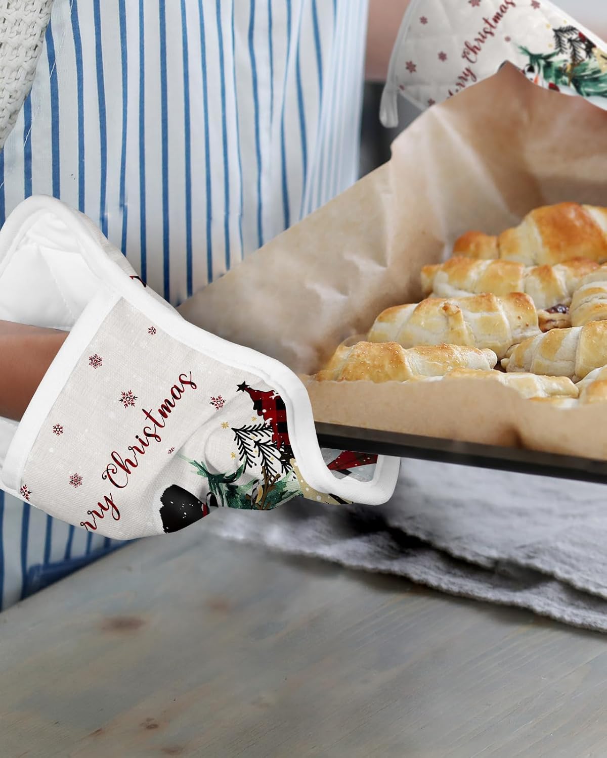 Juego de 5 soportes para ollas de cocina con diseño de muñeco de nieve de Navidad, antideslizantes y aislantes de calor, juego de agarraderas de
