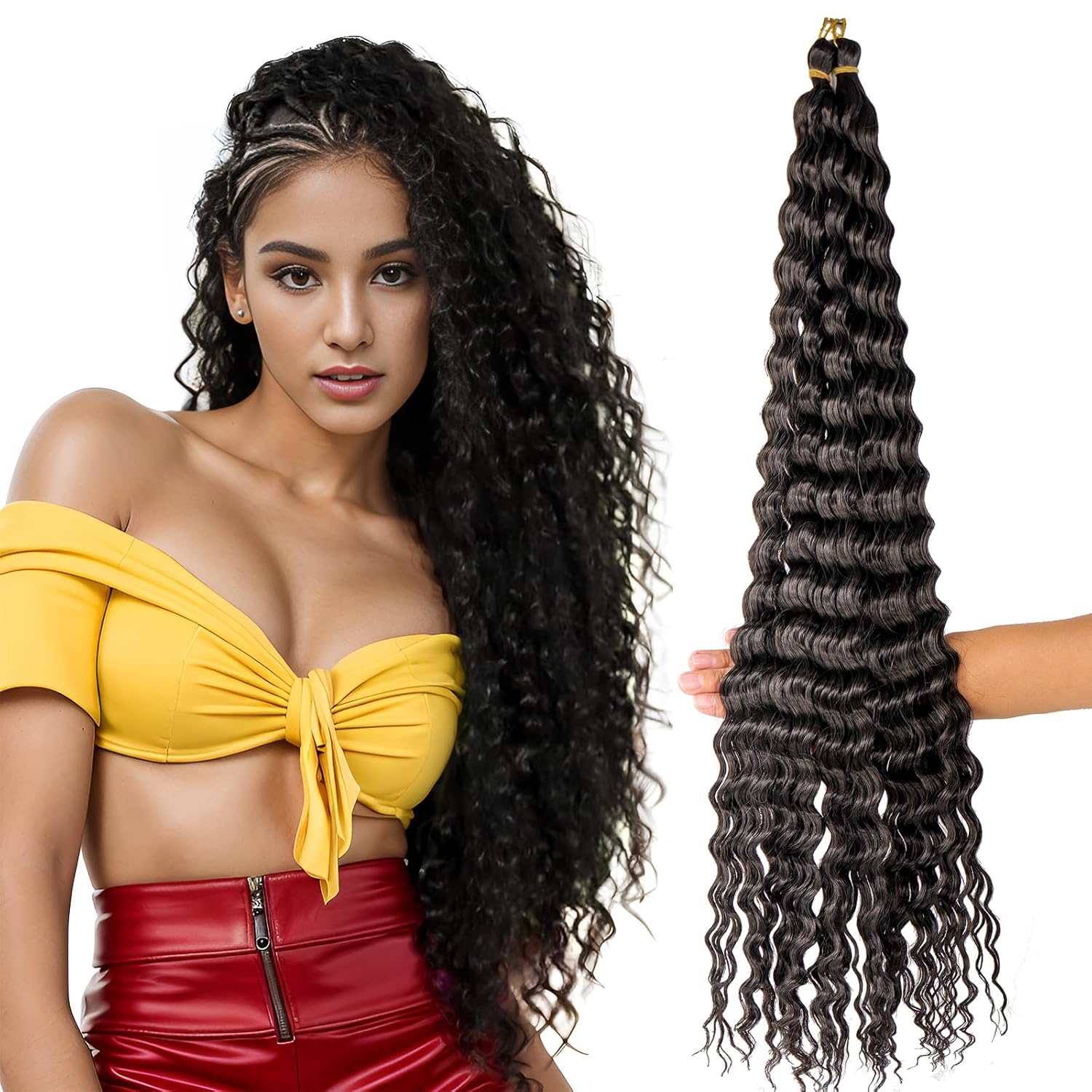 Cabello de ganchillo Ocean Wave 8 paquetes de cabello rizado rizado trenzado de 30 pulgadas de cabello ondulado profundo con cabello de ganchillo