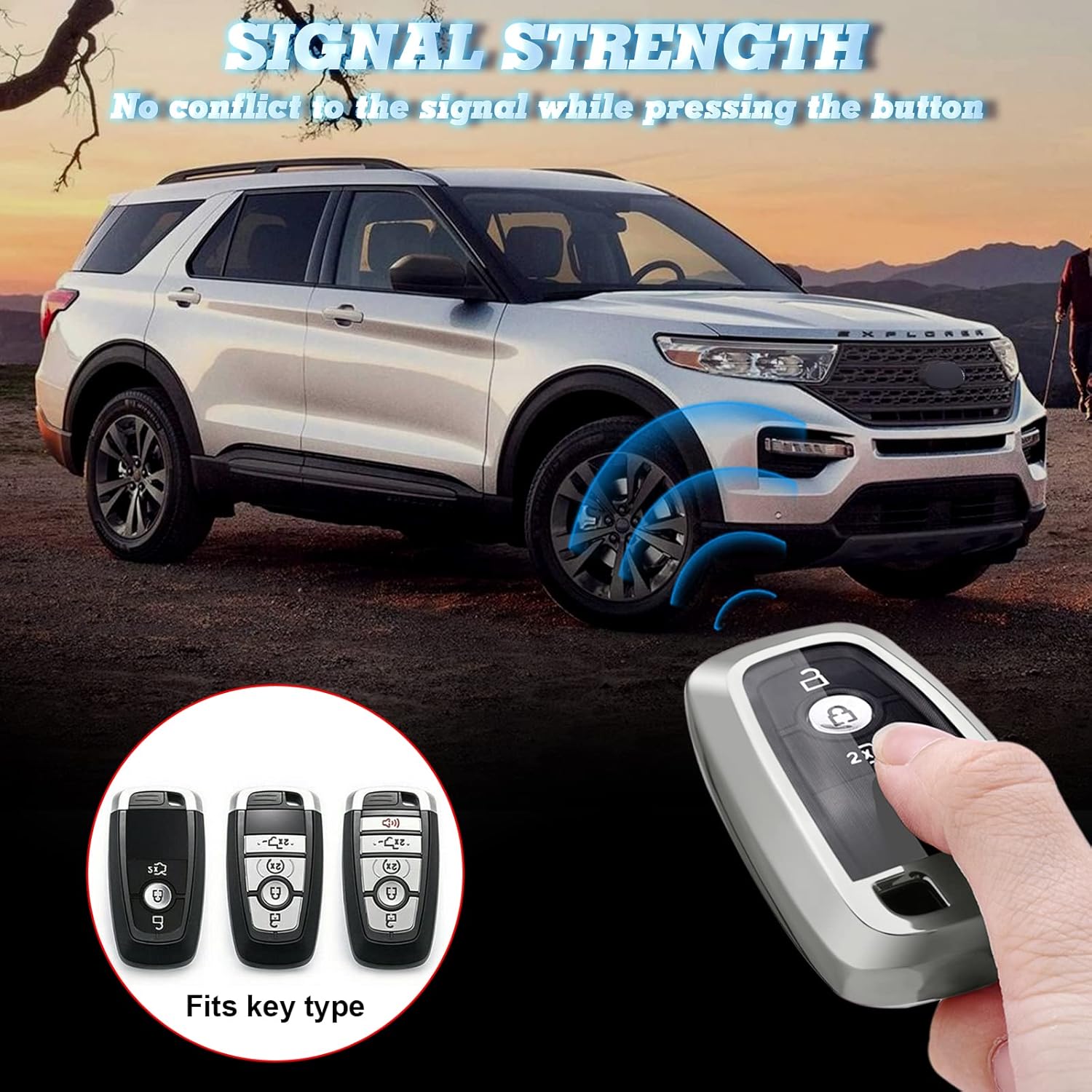 Xotic Tech – Carcasa para llavero de TPU plateado, compatible con Ford Edge Escape Expedition Explorer Mustang Ranger F-150 F-250 o Lincoln Corsair
