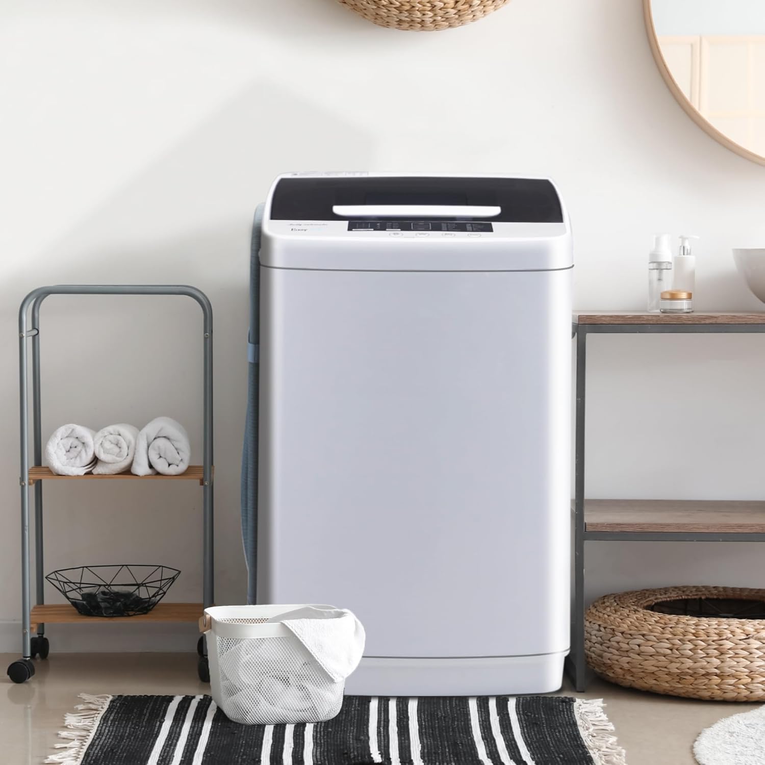 Outspurge Lavadora automática completa, lavadora portátil para uso doméstico, 0.95 pies cúbicos, lavadora giratoria con 10 programas de lavado,