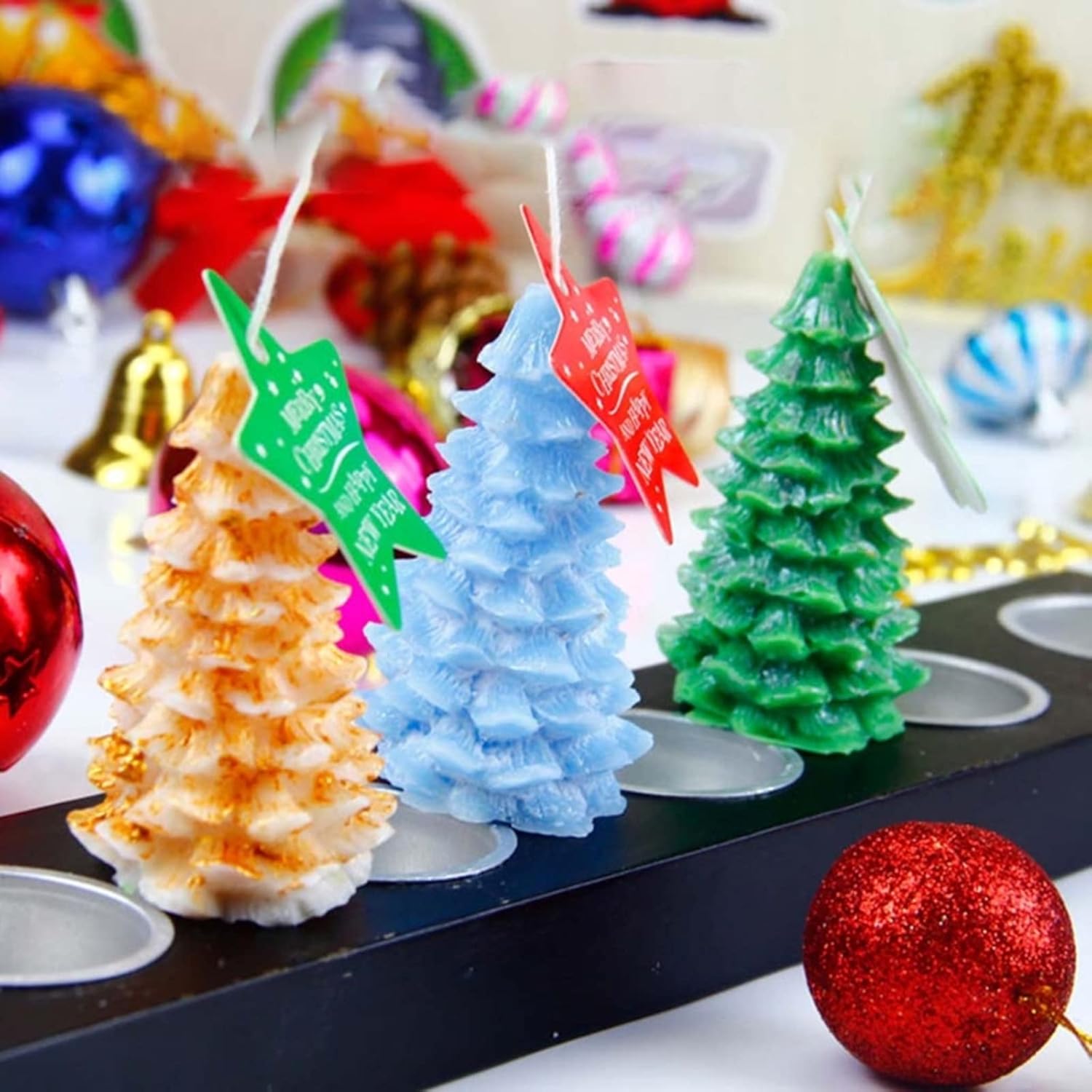 Molde de silicona para velas de árbol de Navidad de cedro, pastel de fondant, molde de chocolate para hornear, molde de yeso de resina epoxi para