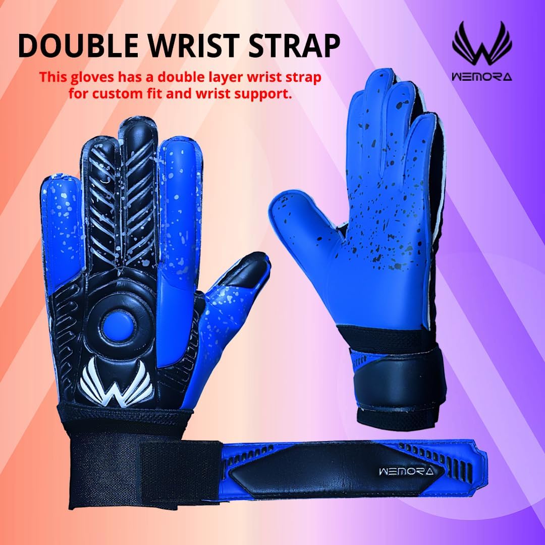 Guantes de portero de fútbol Fingersave para niños, jóvenes y adultos con palma de látex de 0.295 in, espinas flexibles para los dedos, guantes de
