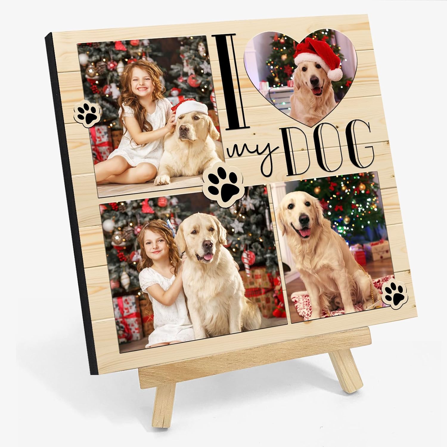 Marco de fotos de perro personalizado con caballete, regalo conmemorativo personalizado para mascotas para amantes de mascotas, retrato
