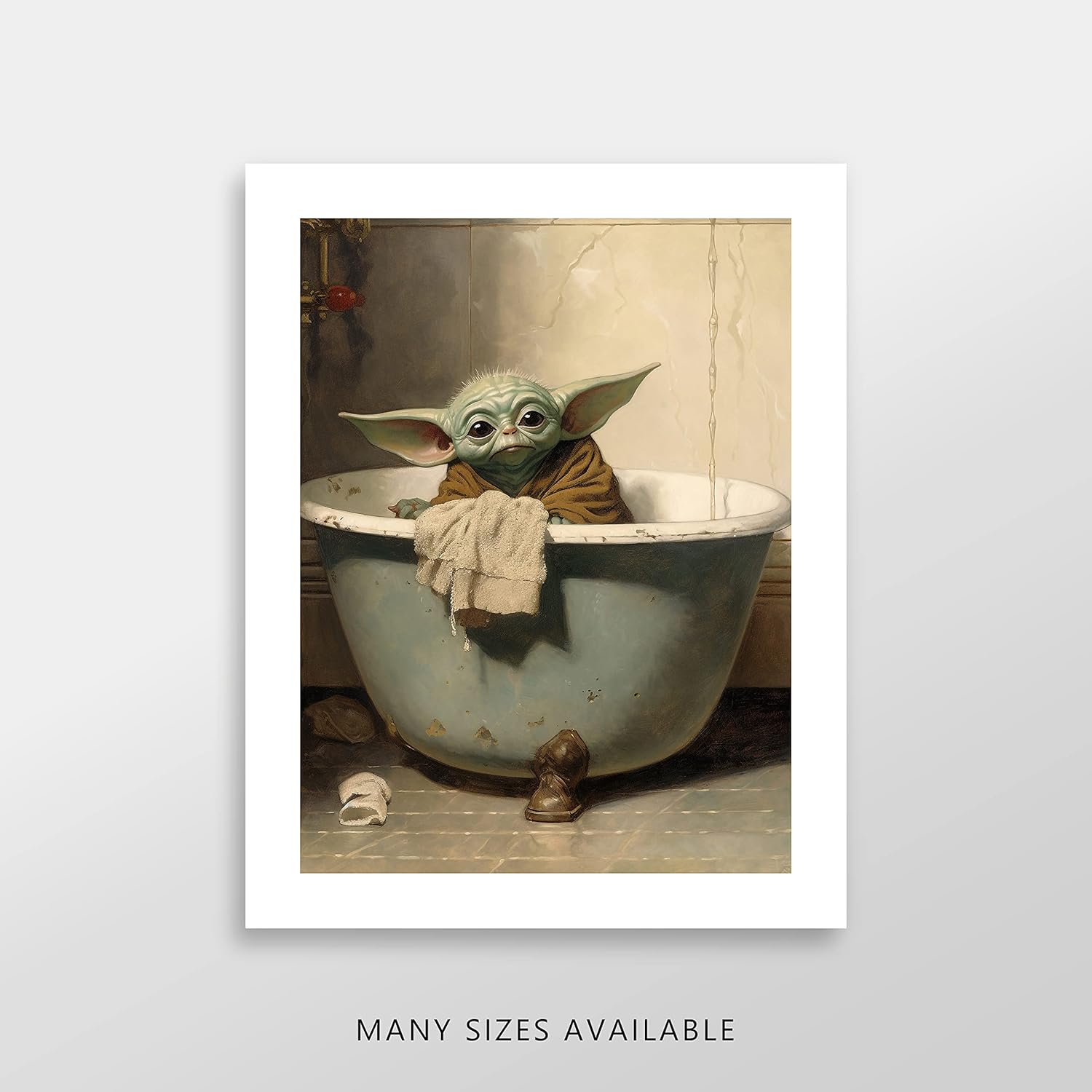 Star Wars Bathroom Décor Art Print – Premium Giclee Fine Art Print – Aesthetic Modern Vintage Painting Style Darth Vader Stormtrooper Yoda Print