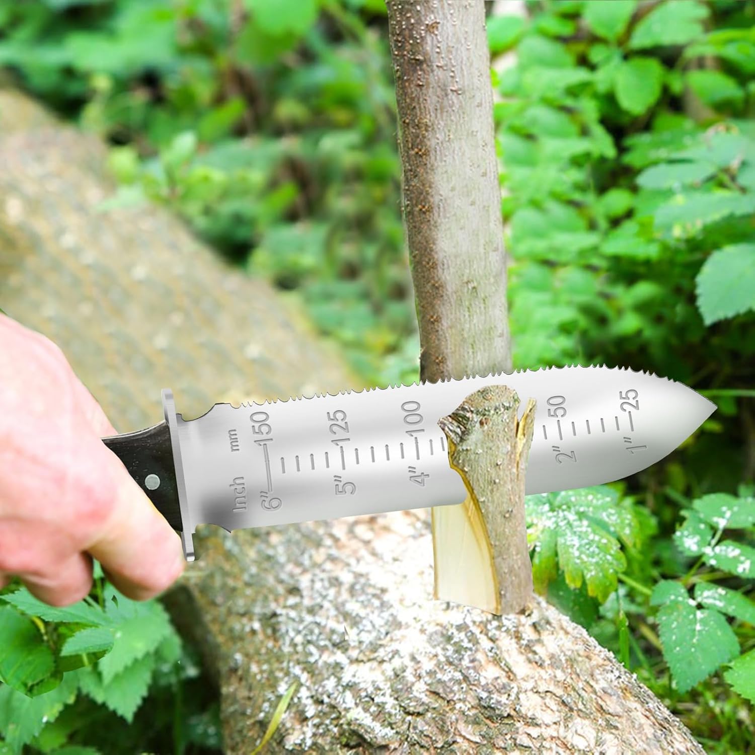 GARTOL Hori Hori – Cuchillo de jardín con funda de cuero, hoja de acero inoxidable de 7 pulgadas, mango de madera de espiga completa, herramientas