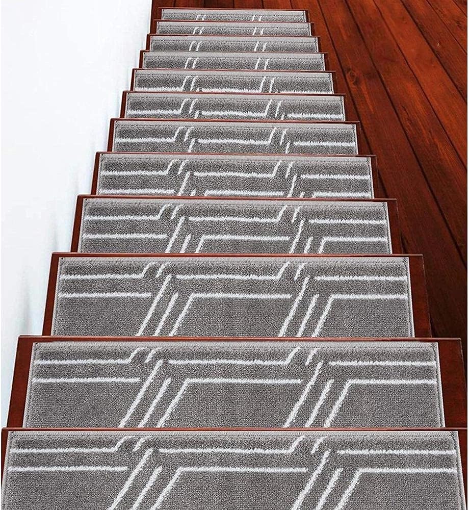 SussexHome Peldaños de escalera, tiras de alfombra 100% polipropileno para escaleras interiores, fáciles de instalar con doble cinta adhesiva,