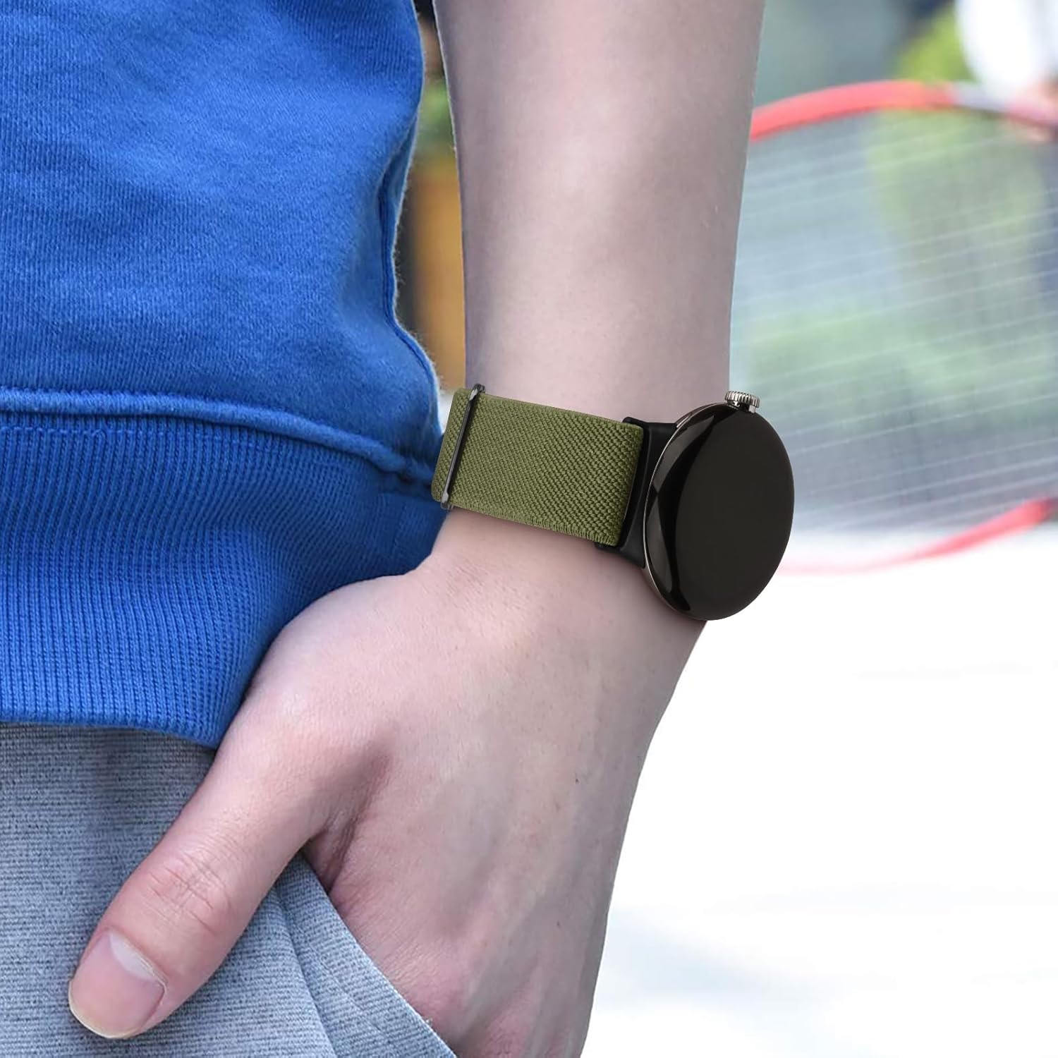 Oumida Correa elástica de nailon solo compatible con Google Pixel Watch Band para mujeres y hombres, correas trenzadas elásticas suaves y ajustables