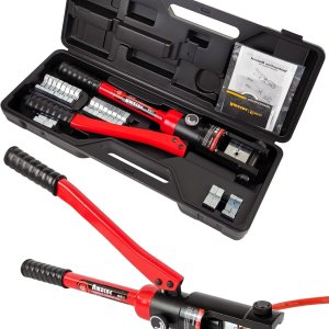 AMZCNC Juego de herramientas de prensado profesional de cable hidráulico de 16 toneladas, crimpadoras de 8 AWG a 600 MCM, herramienta de prensado de AMZCNC Juego de herramientas de prensado profesional de cable hidráulico de 16 toneladas, crimpadoras de 8 AWG a 600 MCM, herramienta de prensado de