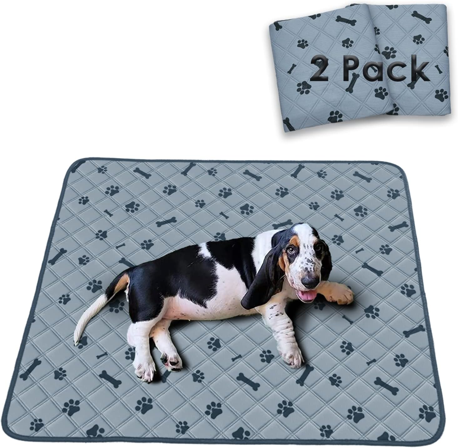 Almohadillas lavables para orina de perro de 36 x 41 pulgadas con una bandana para perro, paquete de 2 almohadillas reutilizables para entrenamiento