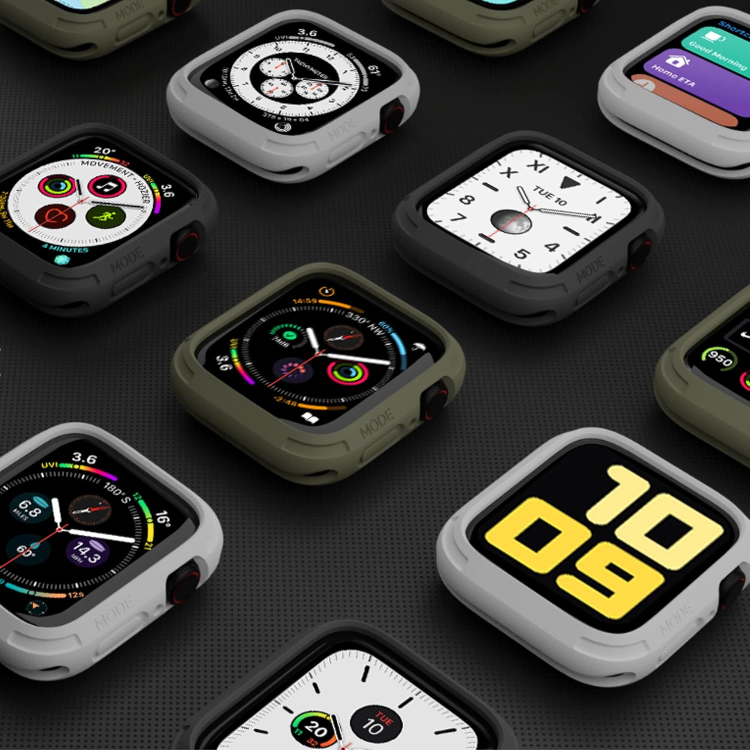 elkson Quattro Series – Carcasa resistente para Apple Watch SE y iWatch Series SE2, 6, 5, 4, funda protectora duradera de grado militar, flexible a