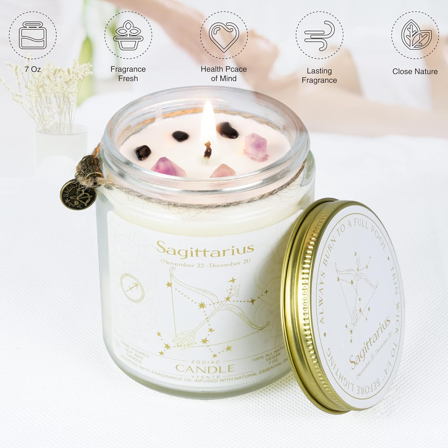 Velas de signo del zodiaco, velas con signo de cristal del zodiaco, velas perfumadas de astrología, regalos para mejores amigos, para mujeres,