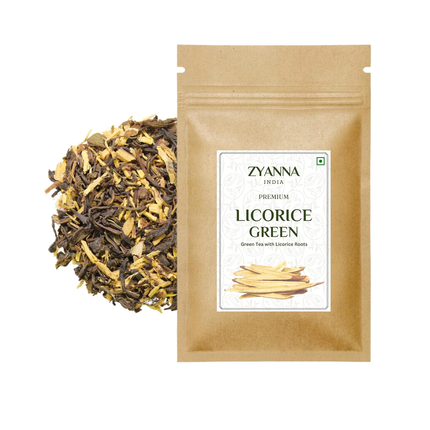 Zyanna Té de regaliz  Té verde de primera calidad con raíz de regaliz (3.53 oz-100 g-50 tazas) Té tradicional de regaliz egipcio de hojas sueltas,