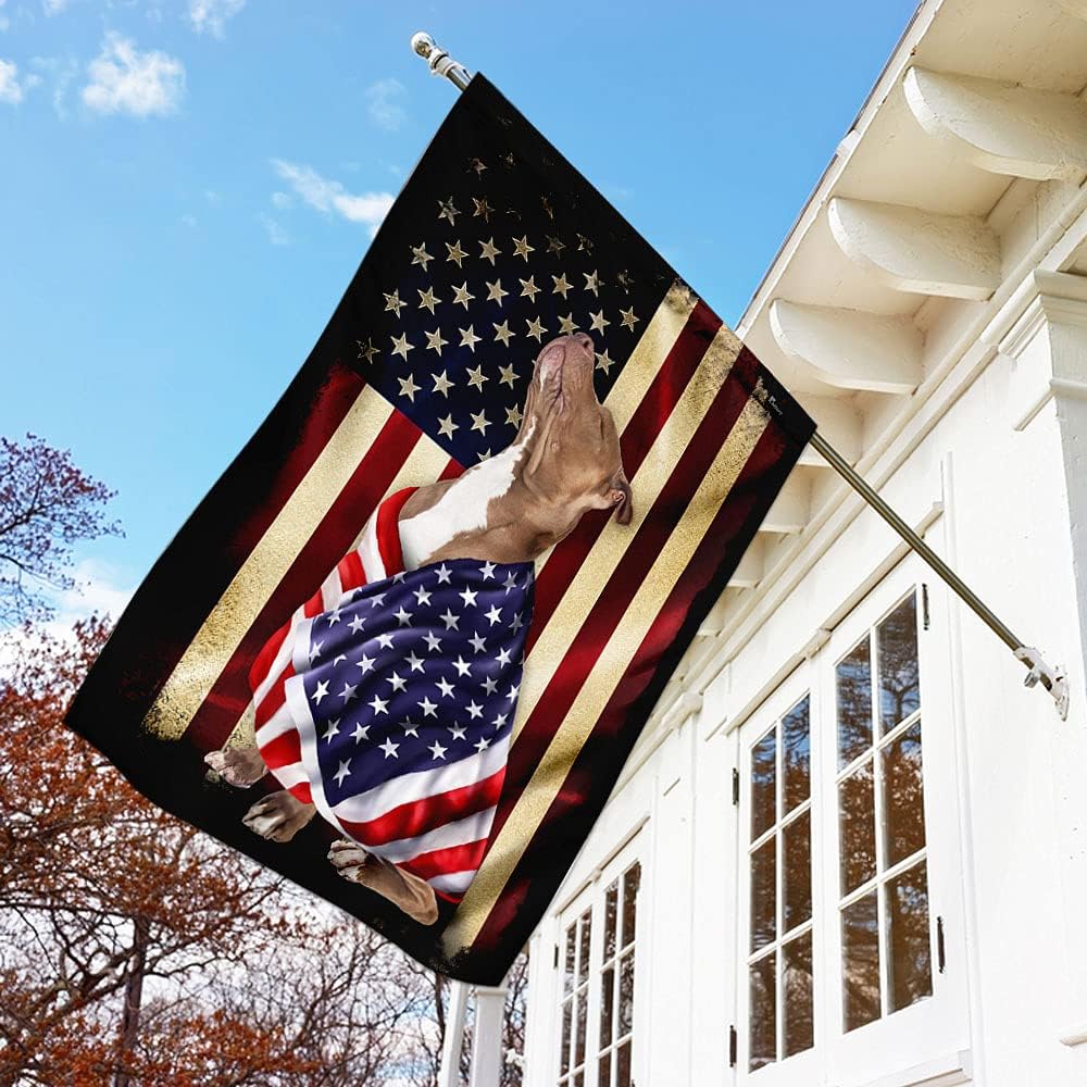 FLAGWIX Bandera estadounidense de Pitbull American Patriot (29.5 x 39.5 pulgadas), banderas de Estados Unidos de poliéster de alta calidad,