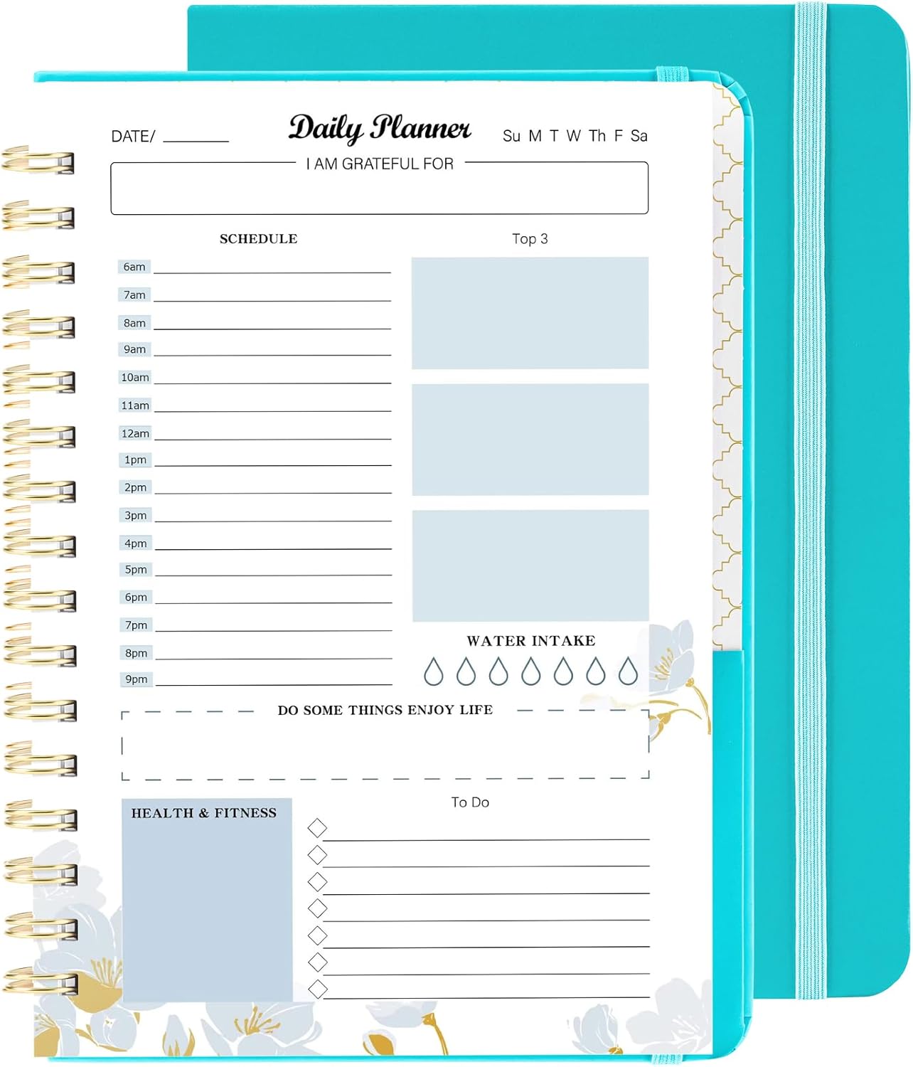 Siltamu Agenda diaria sin fecha de 6.1 x 8.5 pulgadas, cuaderno de lista de tareas con horario, planificación de comidas y organizadores de citas en