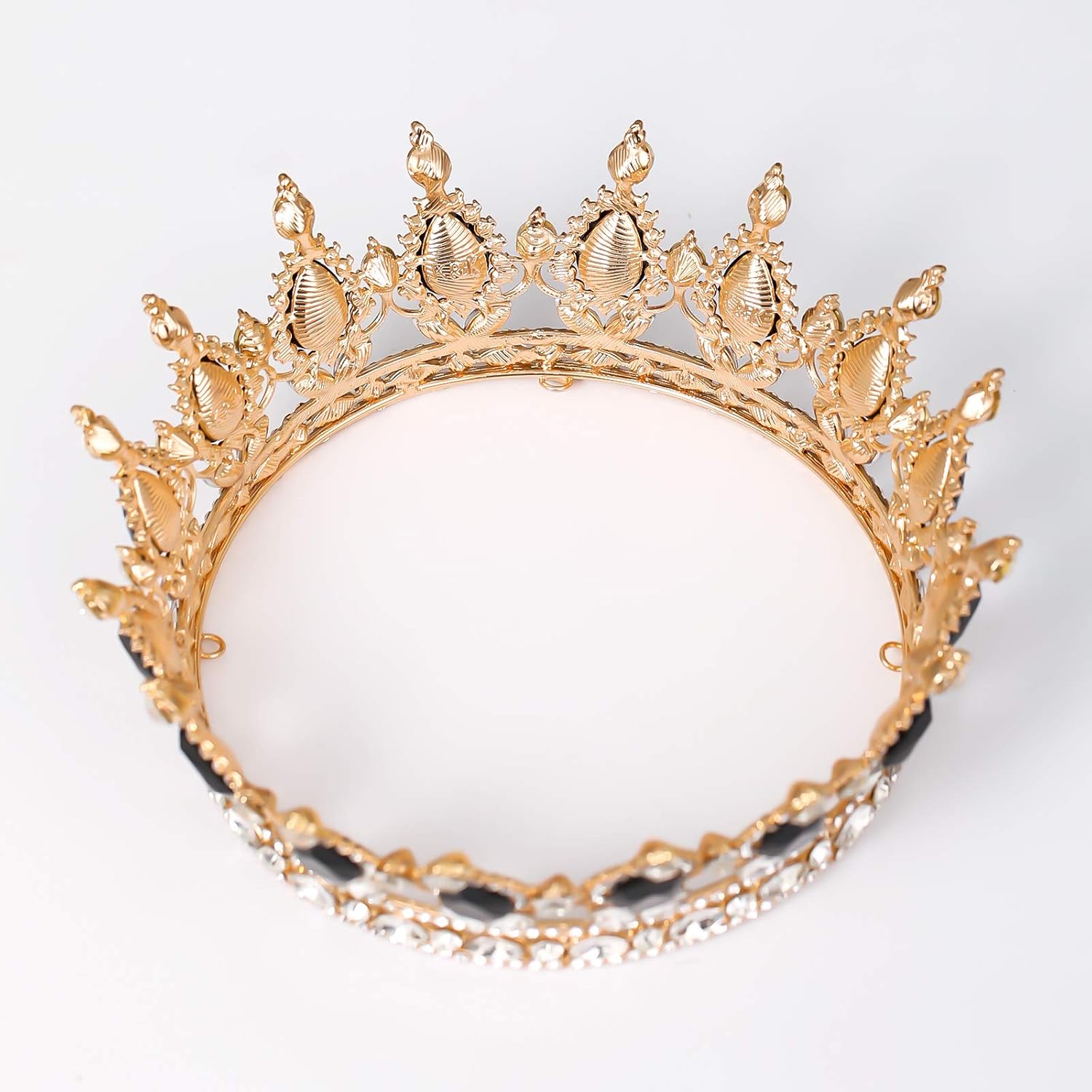 FORSEVEN Corona de reina con diamantes de imitación, coronas y tiaras de boda para mujer, accesorios para el cabello, corona de cumpleaños de
