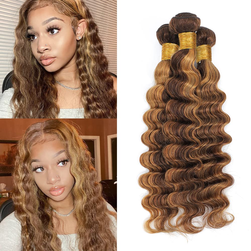 20, 22, 24 pulgadas, P427, paquetes de cabello humano Remy brasileño con reflejos de onda profunda, paquete de cabello virgen sin procesar, 3