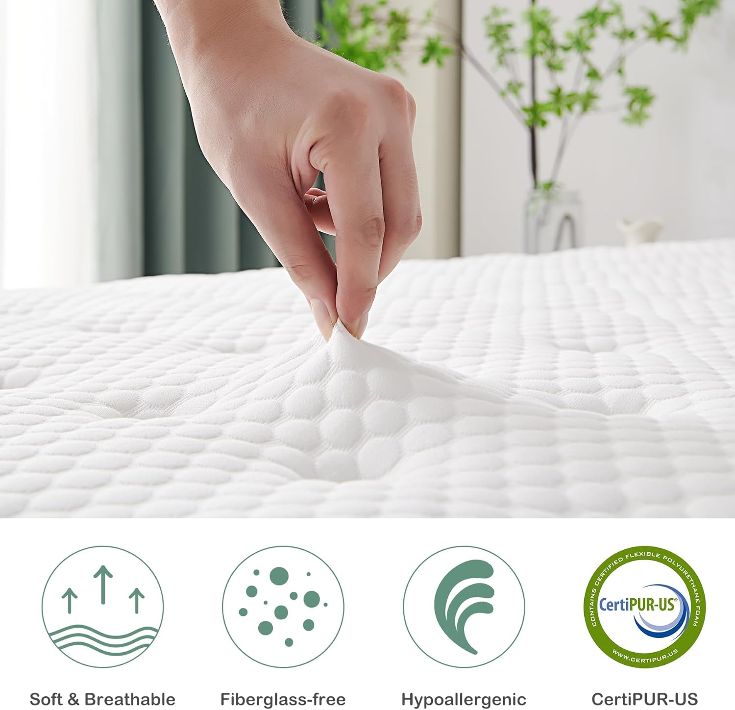 SZSL – Colchón King de 12 pulgadas con espuma CertiPUR-US y resortes ensacados de apoyo, colchón híbrido de firmeza media en una caja, colchón
