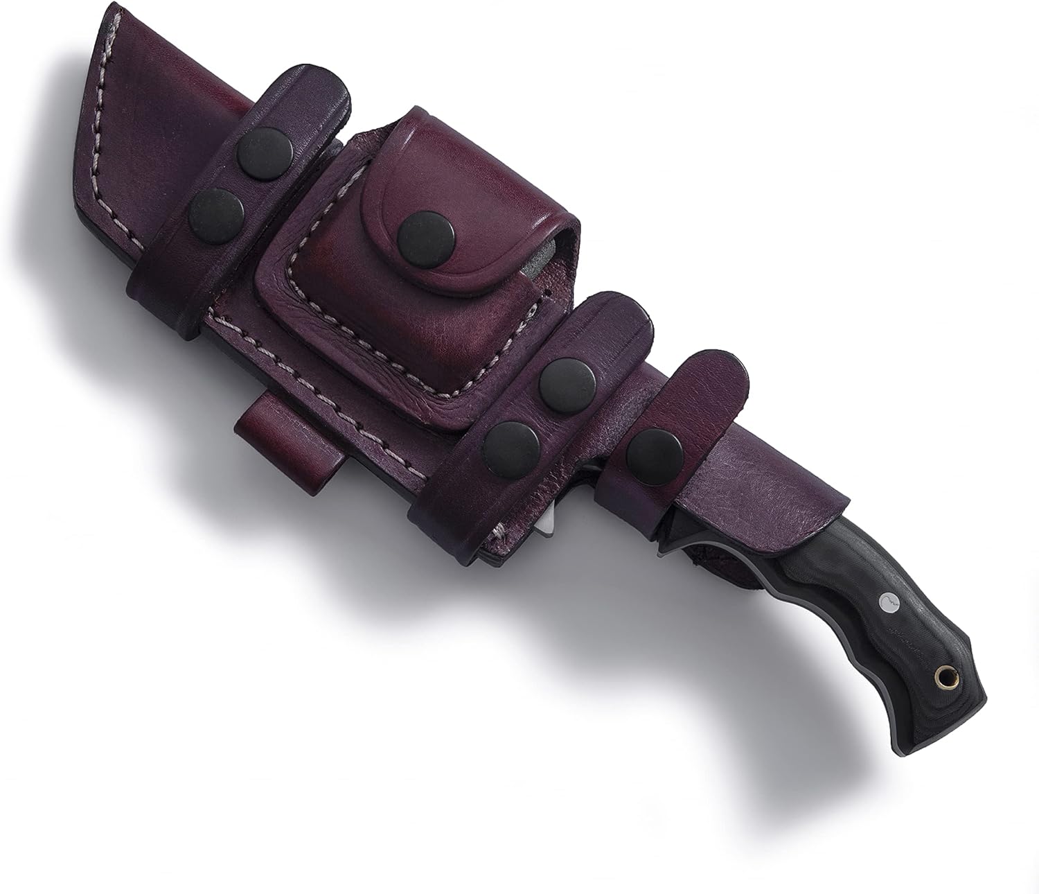 GCS – Cuchillo de caza hecho a mano D2, cuchillo de caza de acero G10, cuchillo de hoja fija, mano derecha, Scout, llevar funda de piel de búfalo y