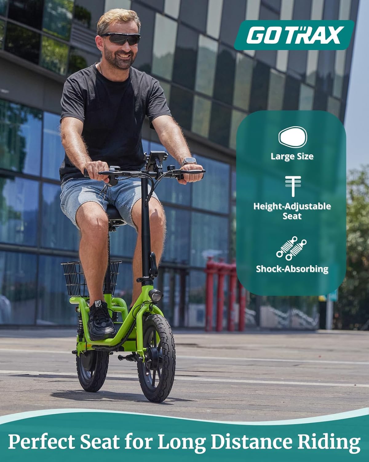 Gotrax FLEX Electric Scooter with Seat for Adult, 18.6Miles Range&15.5Mph Power by 400W Motor, 14″ Pneumatic Tire&Height Adjustable Seat, Foldable