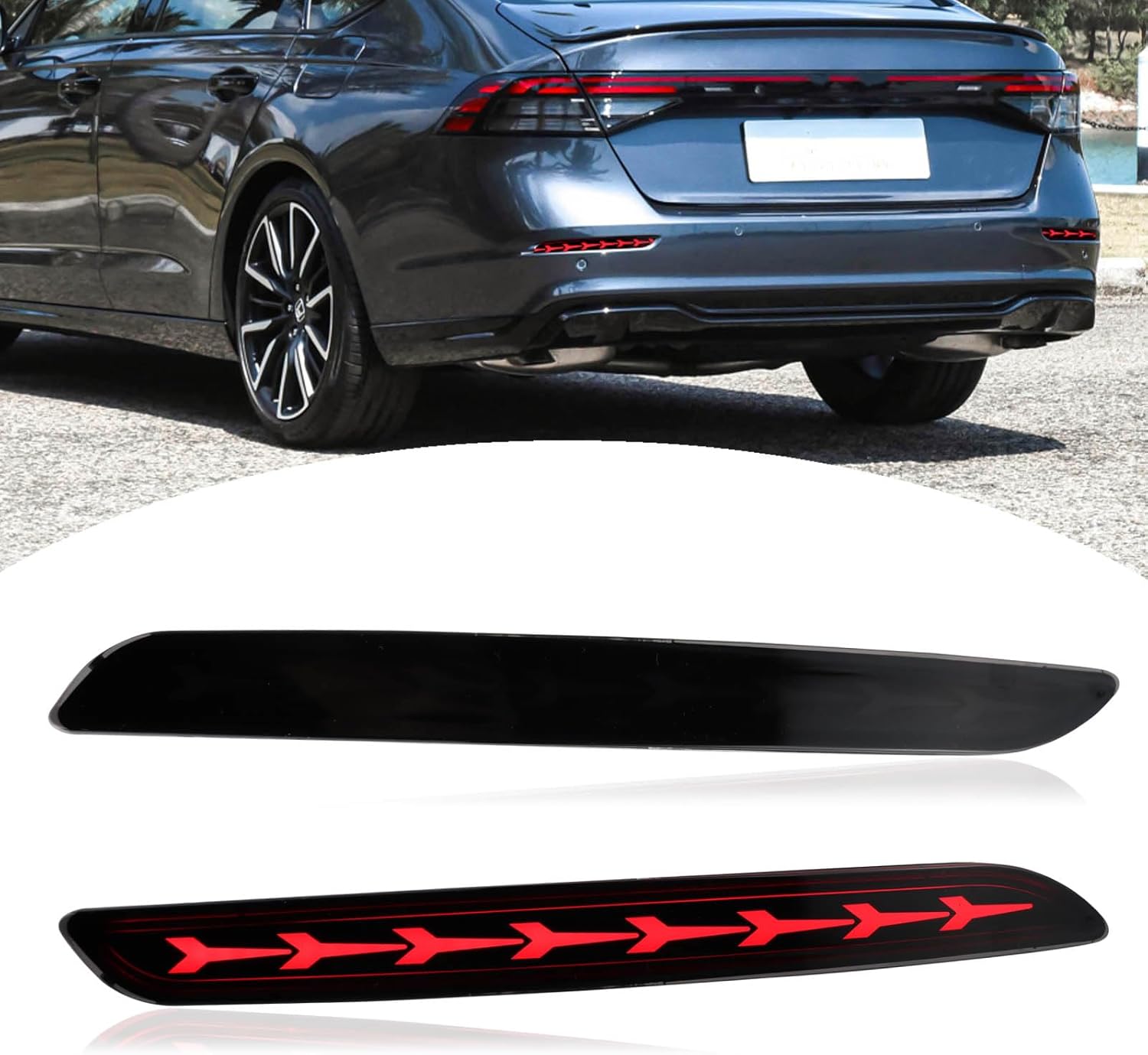 Luces traseras LED para parachoques trasero completo para Honda Accord 2023-2024, luz de circulación diurna, intermitente, freno antiniebla (luz de