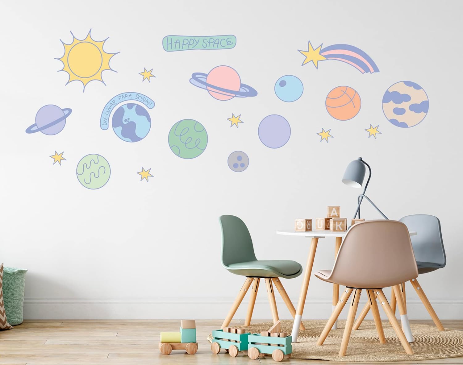 Nubeluz ‘s Happy Space – Calcomanía de pared en panel, decoración de pared de Nubeluz para cualquier espacio en casa u objeto, decoración de pared