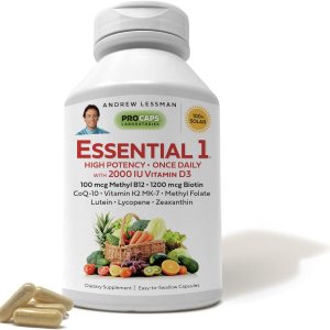 Andrew Lessman Multivitamínico Essential 1, cápsulas pequeñas, 3000 UI Vitamina D3. 250 mcg de metilo B12. Lutein Lycopene Zeaxanthin. Más de 24 Andrew Lessman Multivitamínico Essential 1, cápsulas pequeñas, 3000 UI Vitamina D3. 250 mcg de metilo B12. Lutein Lycopene Zeaxanthin. Más de 24