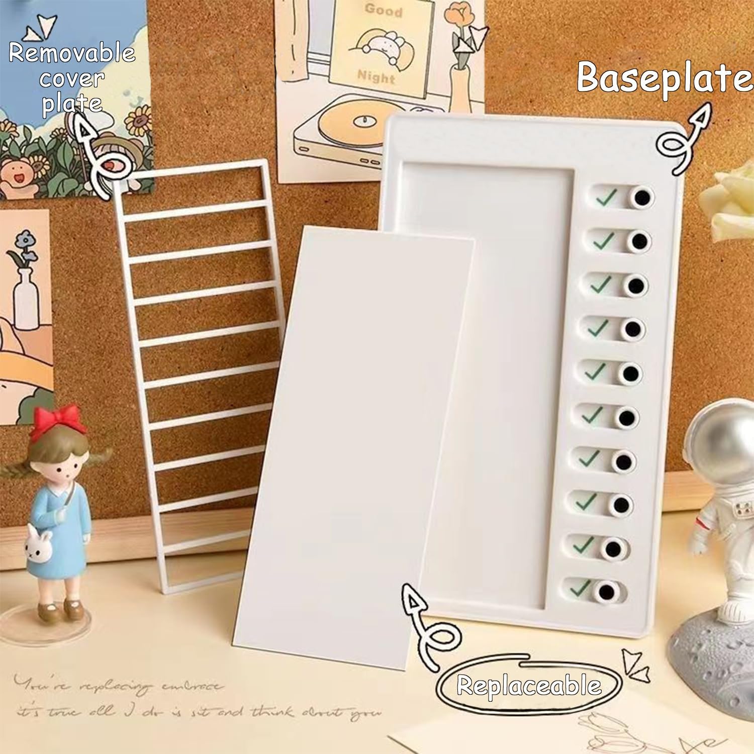 Tabla de tareas en blanco de 5 piezas para niños, tabla de lista de verificación de plástico en blanco, tabla de rutina diaria portátil, con