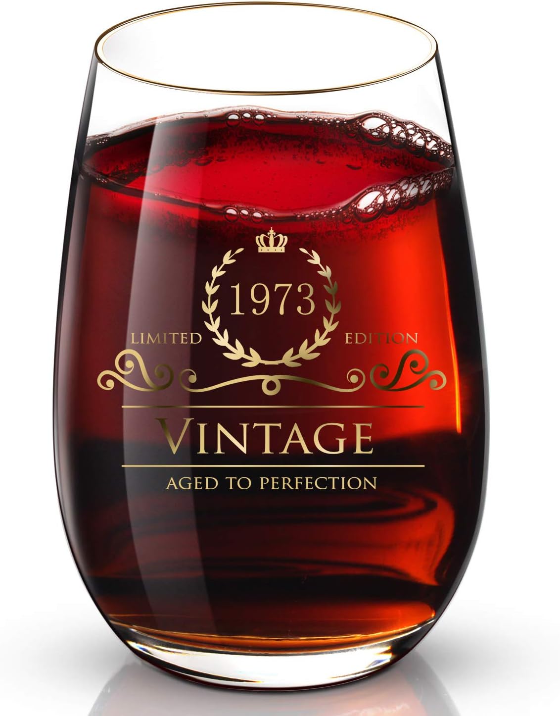 Copa de vino y bebida de lujo hecha a mano de oro de 24 quilates 1973 50 para boda, cumpleaños, vacaciones y cualquier ocasión digna de mención,