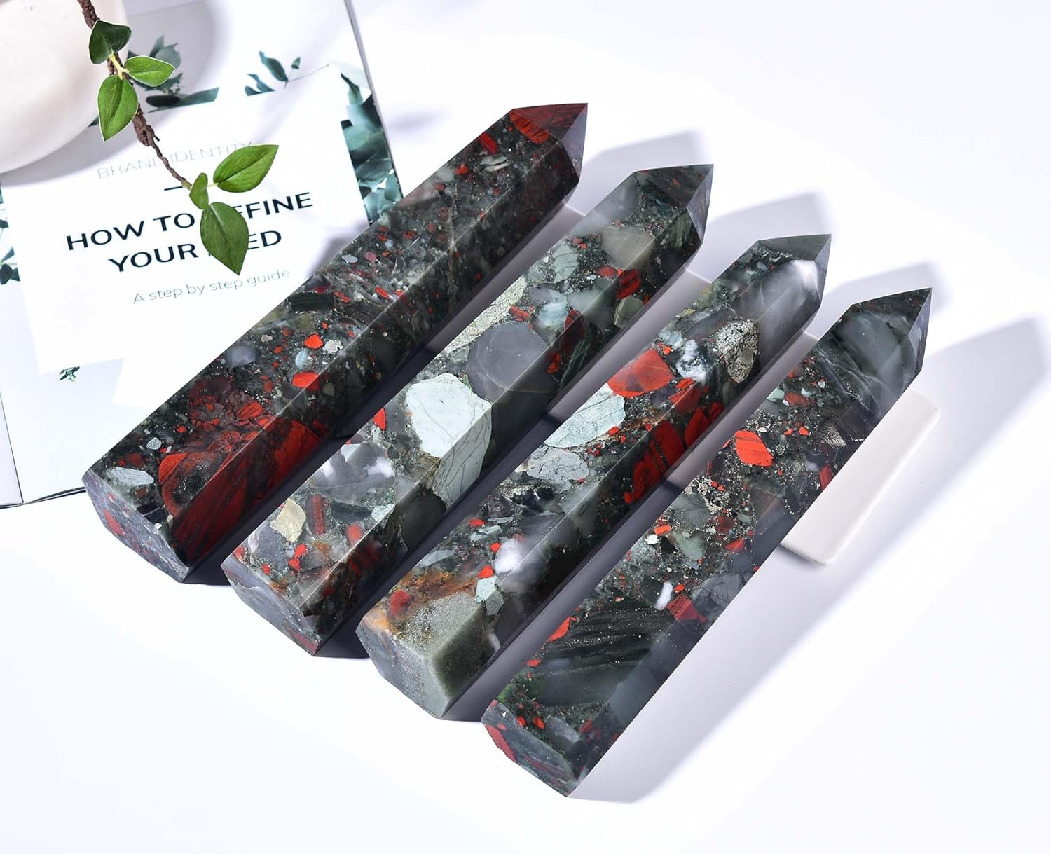 AMOYSTONE Torre de varita curativa de cristal curativo de obelisco africano extra grande, 6 columnas facetadas Reiki Chakra Meditación Terapia Rojo