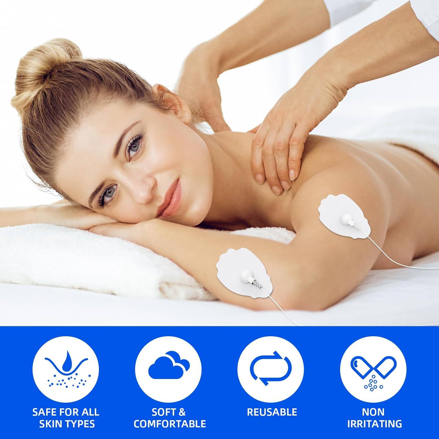 Paquete de 20 almohadillas de repuesto para unidades TENSEMS para más de 30 veces de uso, juego de almohadillas de electrodo TENS sin látex TEC.BEAN