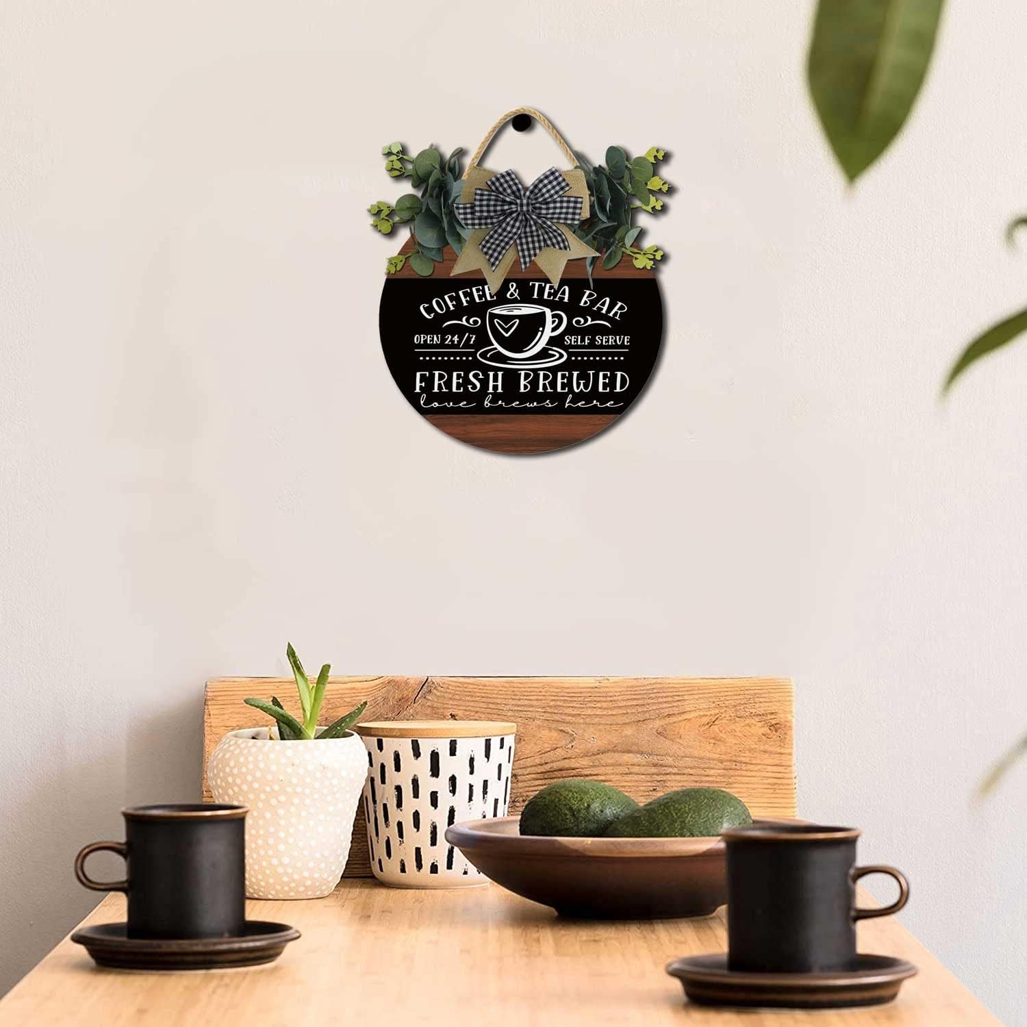 Coffee And Tea Bar Fresh Brewed Self Serve Decor Sign,Wall Art Pictures Decoration,New Home Housewarming Gift For All Seasons,Coffee Lover Coffee