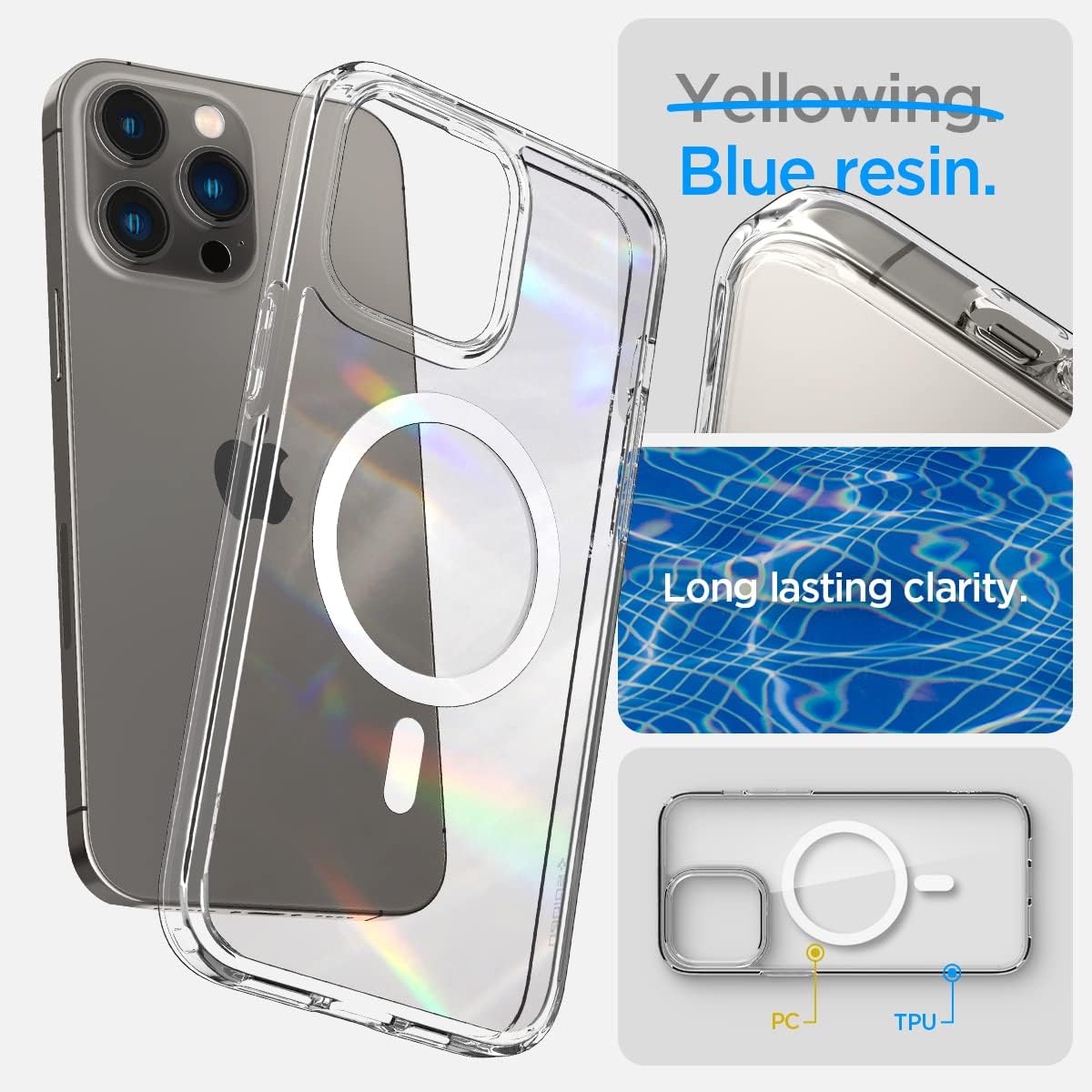 Spigen Funda ultra híbrida (MagFit) diseñada para iPhone 14 Pro Max y ultra híbrida diseñada para AirPods Pro de 2 generación