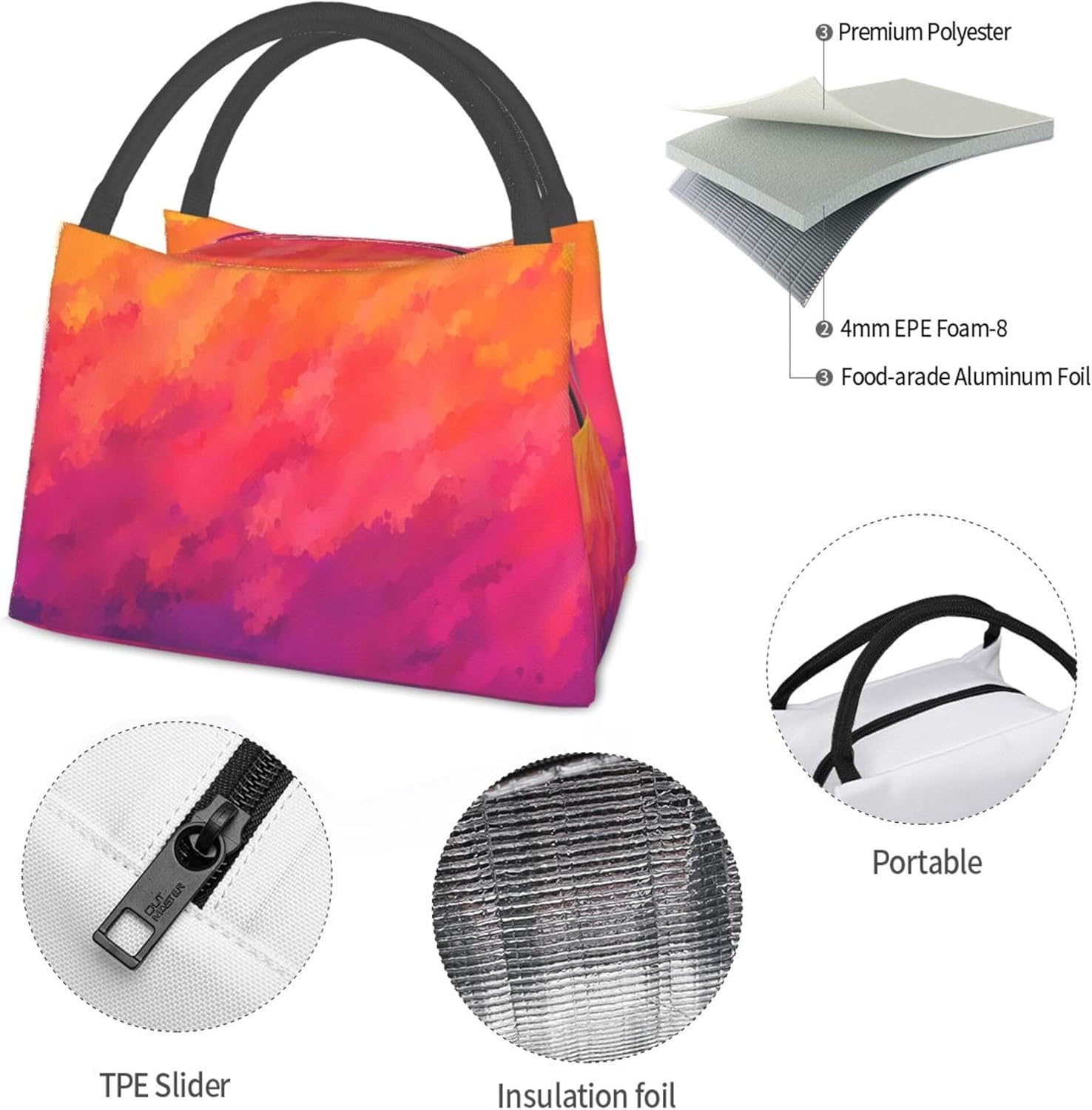 Fubido Perfect Day Theme, bolsa de almuerzo reutilizable para mujeres y hombres, diseño de lunares de la Torre Eiffel, simple bolsa de almuerzo