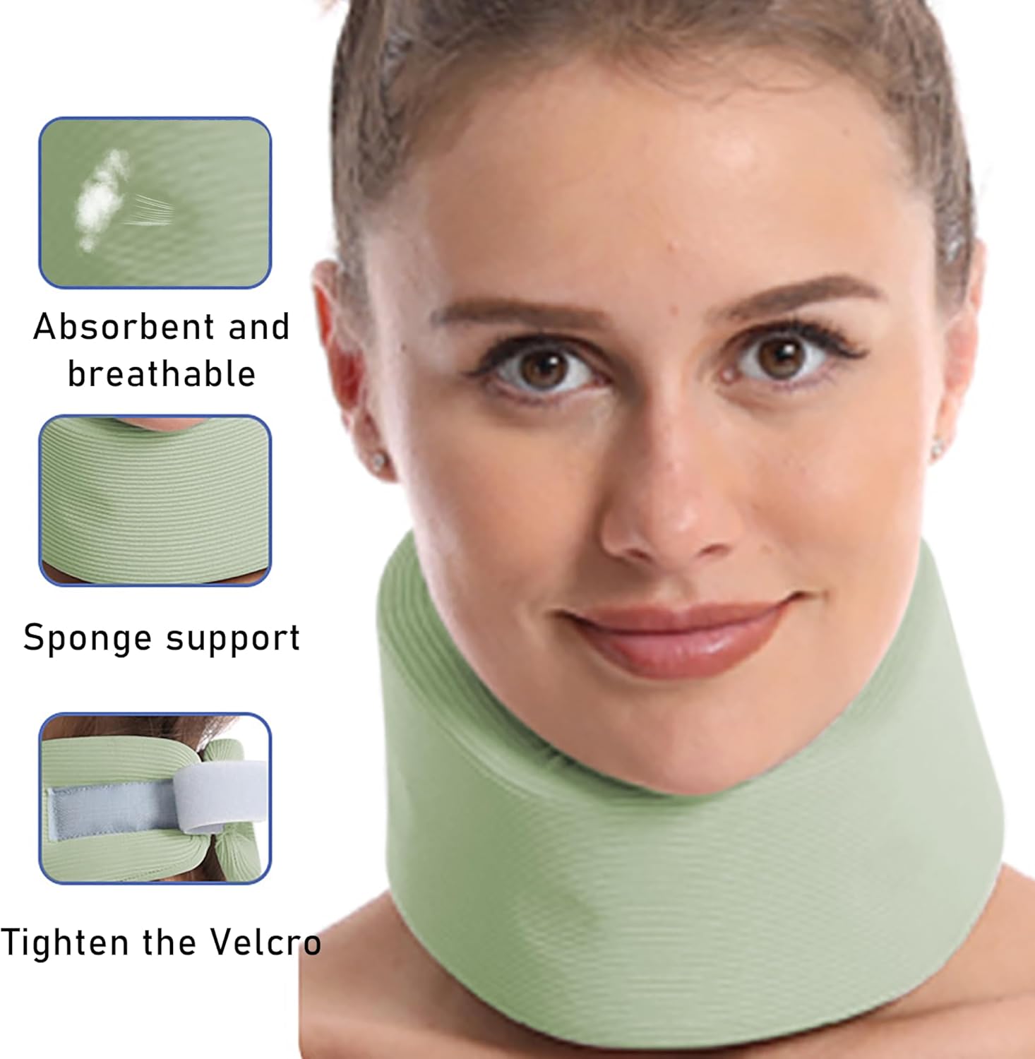 Cuello cervical de espuma transpirable para dormir y aliviar el dolor de cuello, soporte ergonómico ajustable y suave para el cuello y corrector de