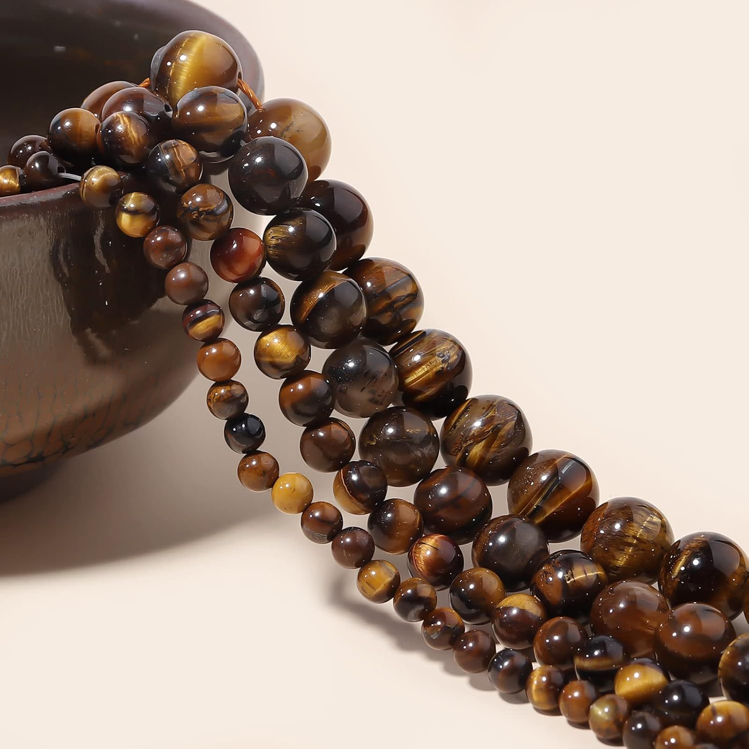 Cuentas redondas sueltas de ojo de tigre natural de 0.236 pulgadas (0.236 in), poder curativo para hacer joyas, pulseras y collares