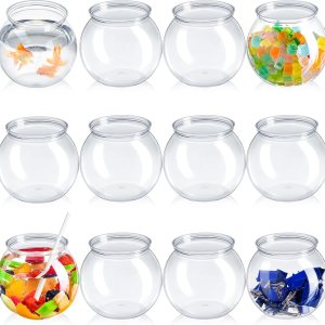 12 peceras transparentes, cuencos de plástico de 27 onzas para bebidas, cuenco irrompible de alta resistencia con 12 pajitas para juegos de 12 peceras transparentes, cuencos de plástico de 27 onzas para bebidas, cuenco irrompible de alta resistencia con 12 pajitas para juegos de