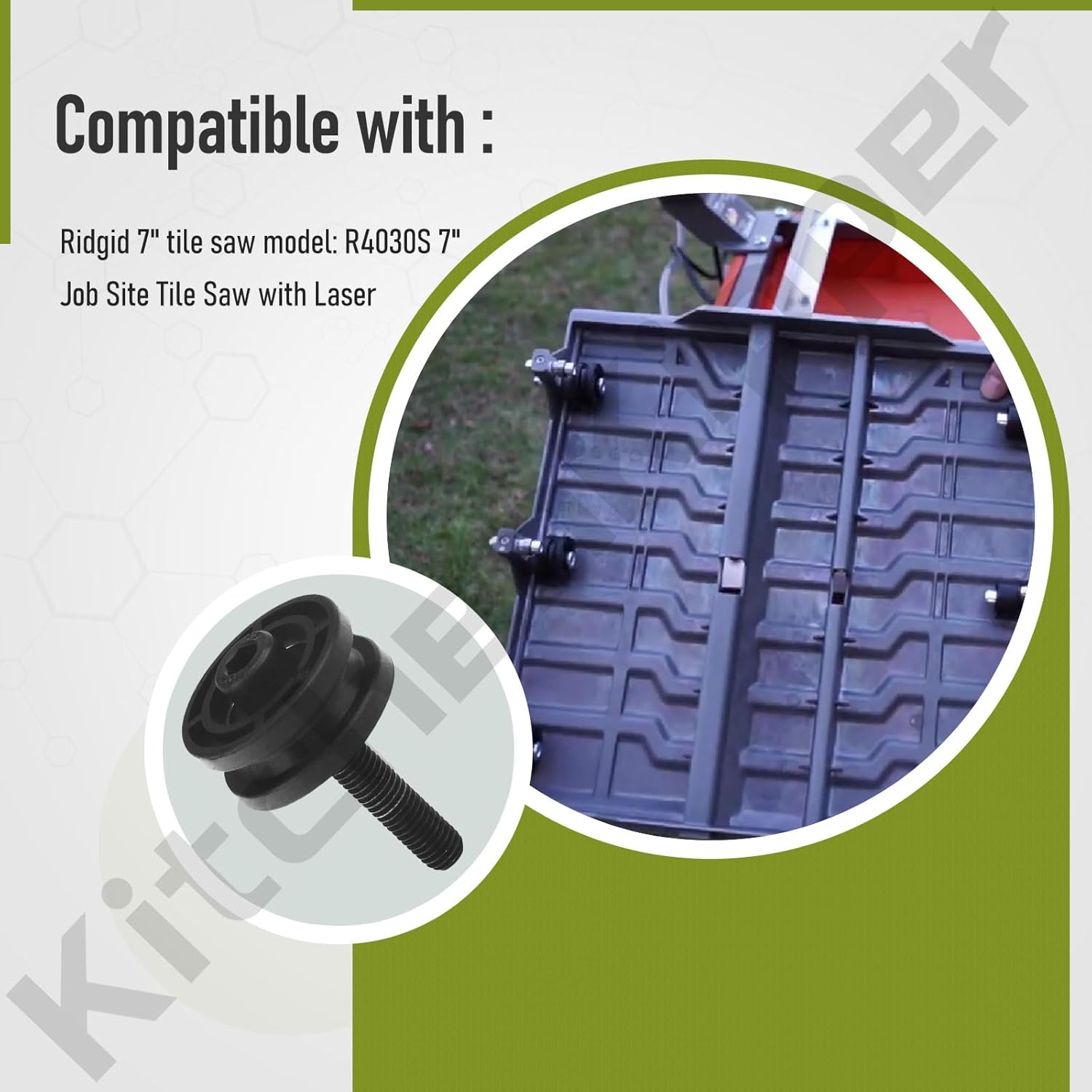305784005 305784001 – Ensamblaje de rodillo de sierra para azulejos compatible con Ridgid DT180EVO, se adapta a modelos de sierra de azulejos de 7