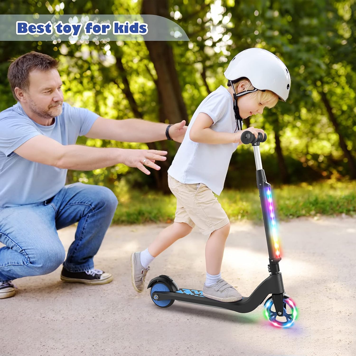 Patineta eléctrica para niños de 6 a 12 años con scooters plegables con luz de 3 a 5 años, scooter de patada para niños pequeñosgrandes con manillar