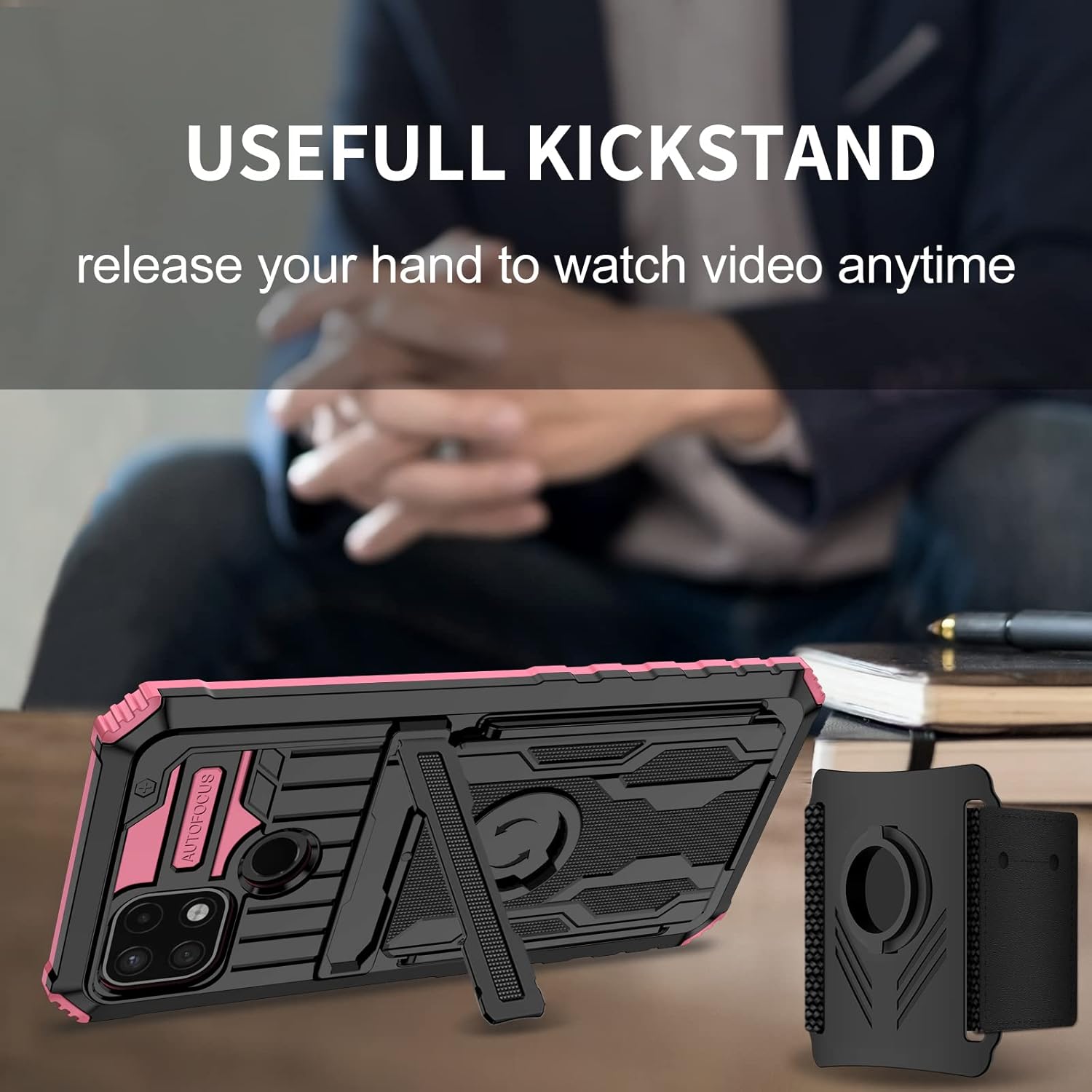 Asuwish Funda de teléfono para Oppo Realme C21C21YC25Y Funda 360 Arm Band Running Armband Slim Stand Hybrid Grip Rugged Protective Mobile Kickstand