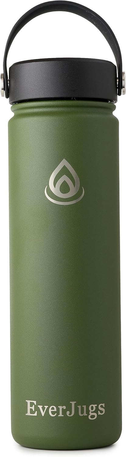 Botella de agua de 22 onzas, boca ancha, botella de acero inoxidable de alta calidad con tapa de agarre, doble pared aislada al vacío, taza térmica,