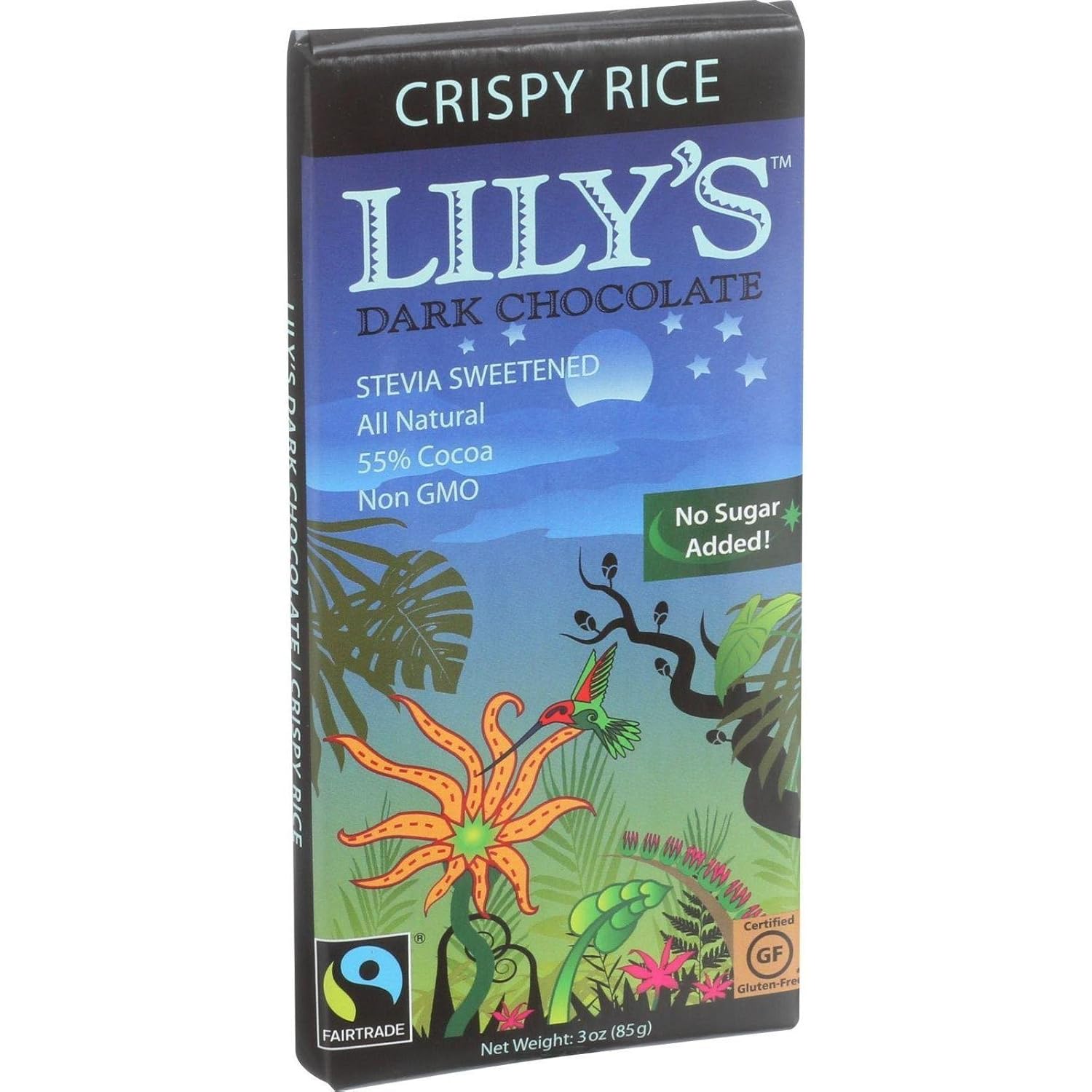 Lily’s Sweets, Barra de chocolate negro con arroz crujiente, 3 onzas