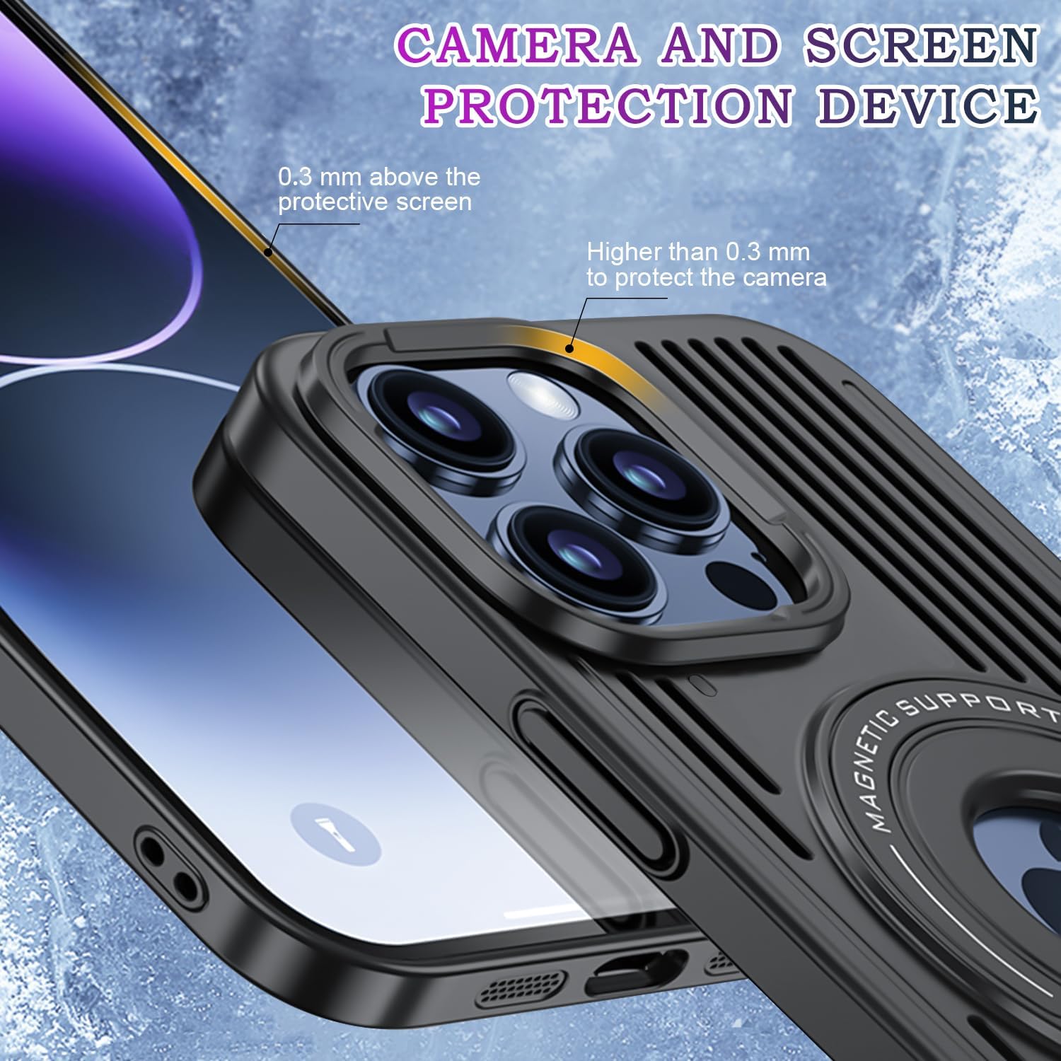 Lokyoo Funda para iPhone 14 Pro con carga inalámbrica Magsafe, disipación de calor, soporte magnético, soporte invisible integrado y soporte de