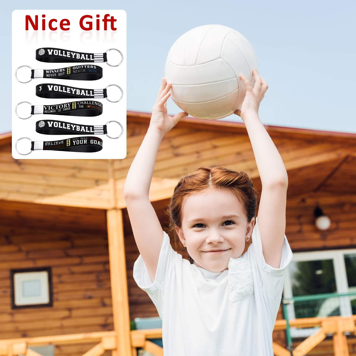 Hicarer 24 llaveros de silicona para voleibol, con citas motivacionales, para fiestas deportivas, regalos de voleibol, Negro –