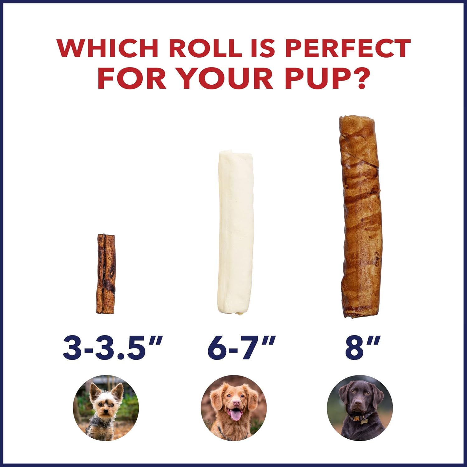 Pet Factory 100 % fabricado en Estados Unidos de piel de res de 7 pulgadas, rollos de golosinas masticables para perros, sabor natural, 4 unidades1